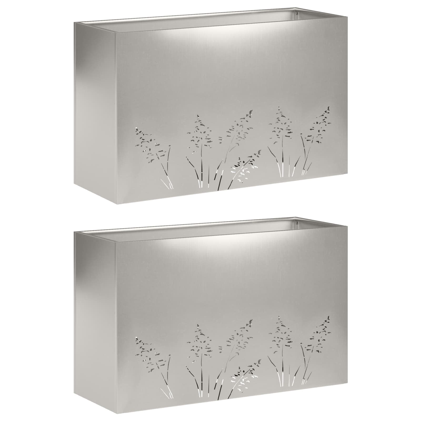 Plantenbak 2 st zilver 80 x 30 x 49 cm Roestvrij staal image 2