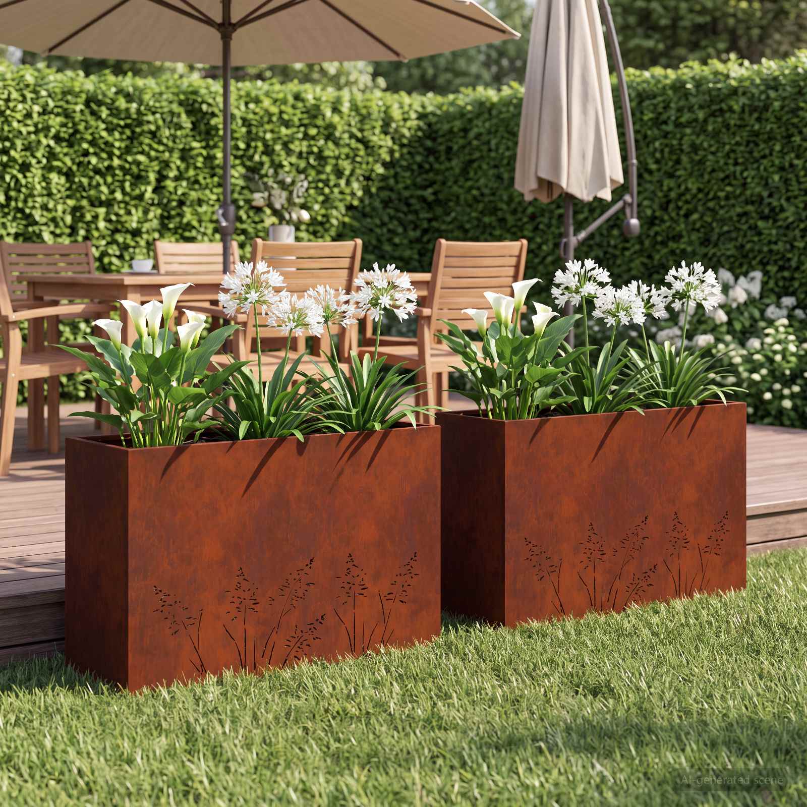 Plantenbak 2 st Roestkleurig 80 x 30 x 49 cm weervast staal image 1