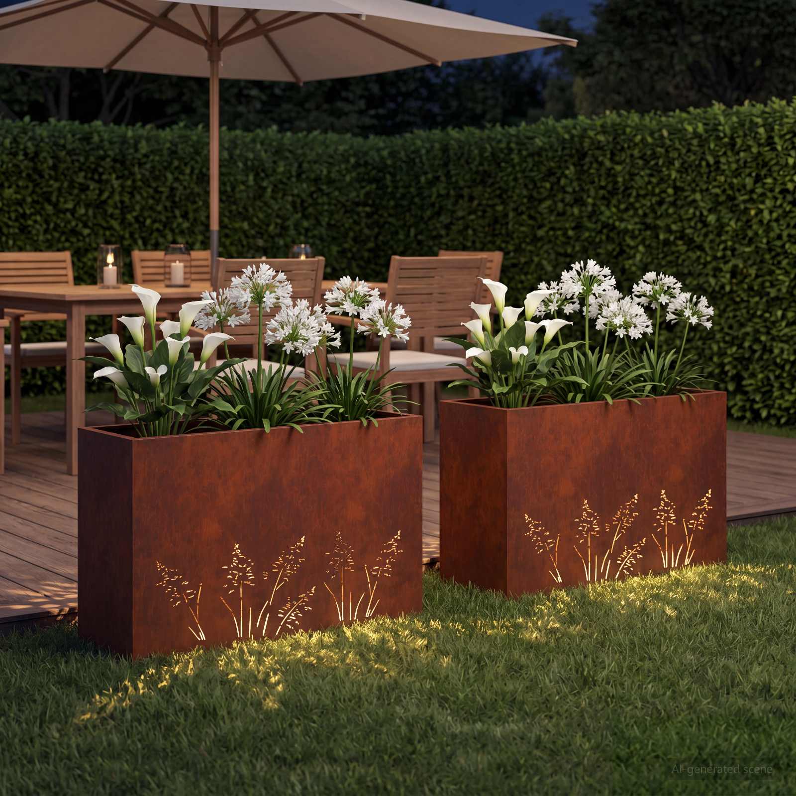 Plantenbak 2 st Roestkleurig 80 x 30 x 49 cm weervast staal image 3