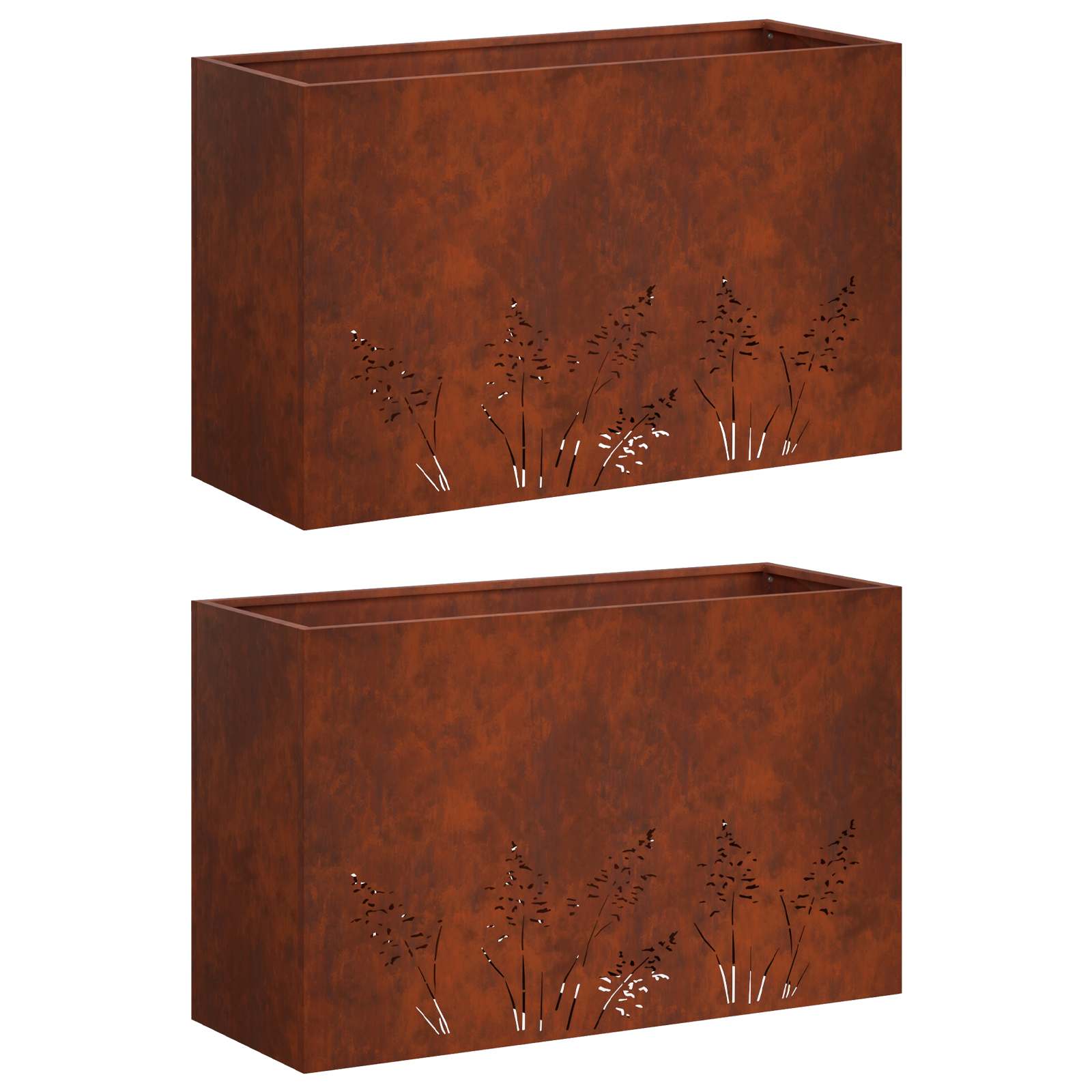 Plantenbak 2 st Roestkleurig 80 x 30 x 49 cm weervast staal image 2