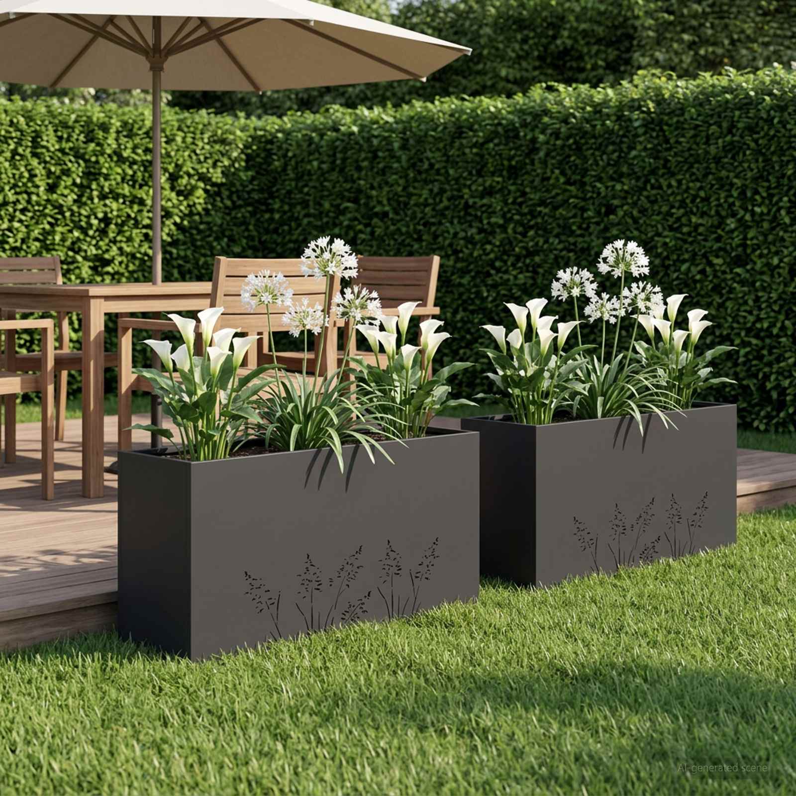Plantenbak 2 st Zwart 100 x 20 x 49 cm Koudgewalst staal image 1