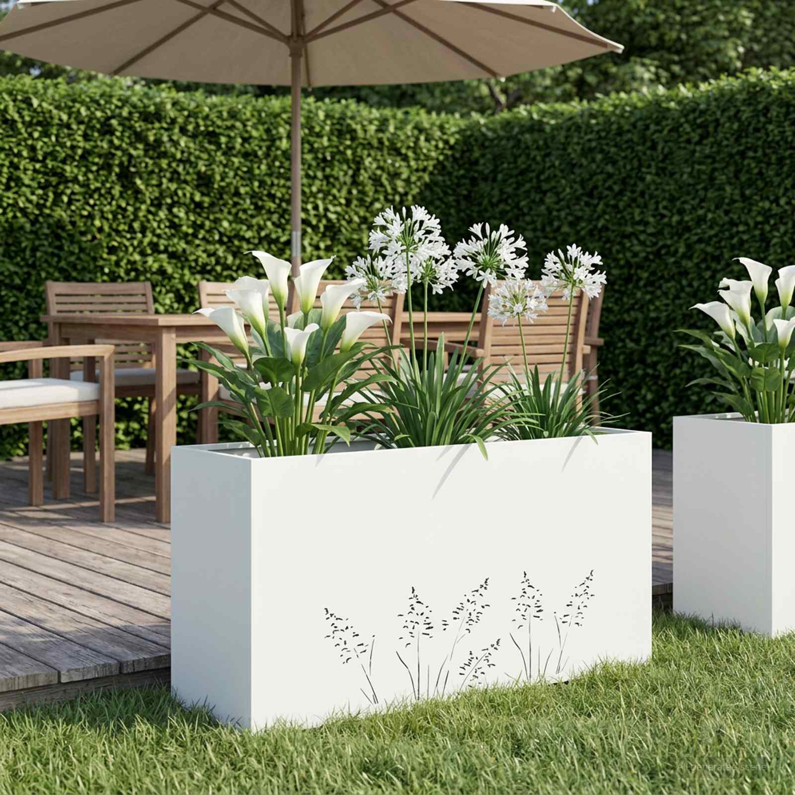 Plantenbak Wit 100 x 20 x 49 cm Koudgewalst staal image 1