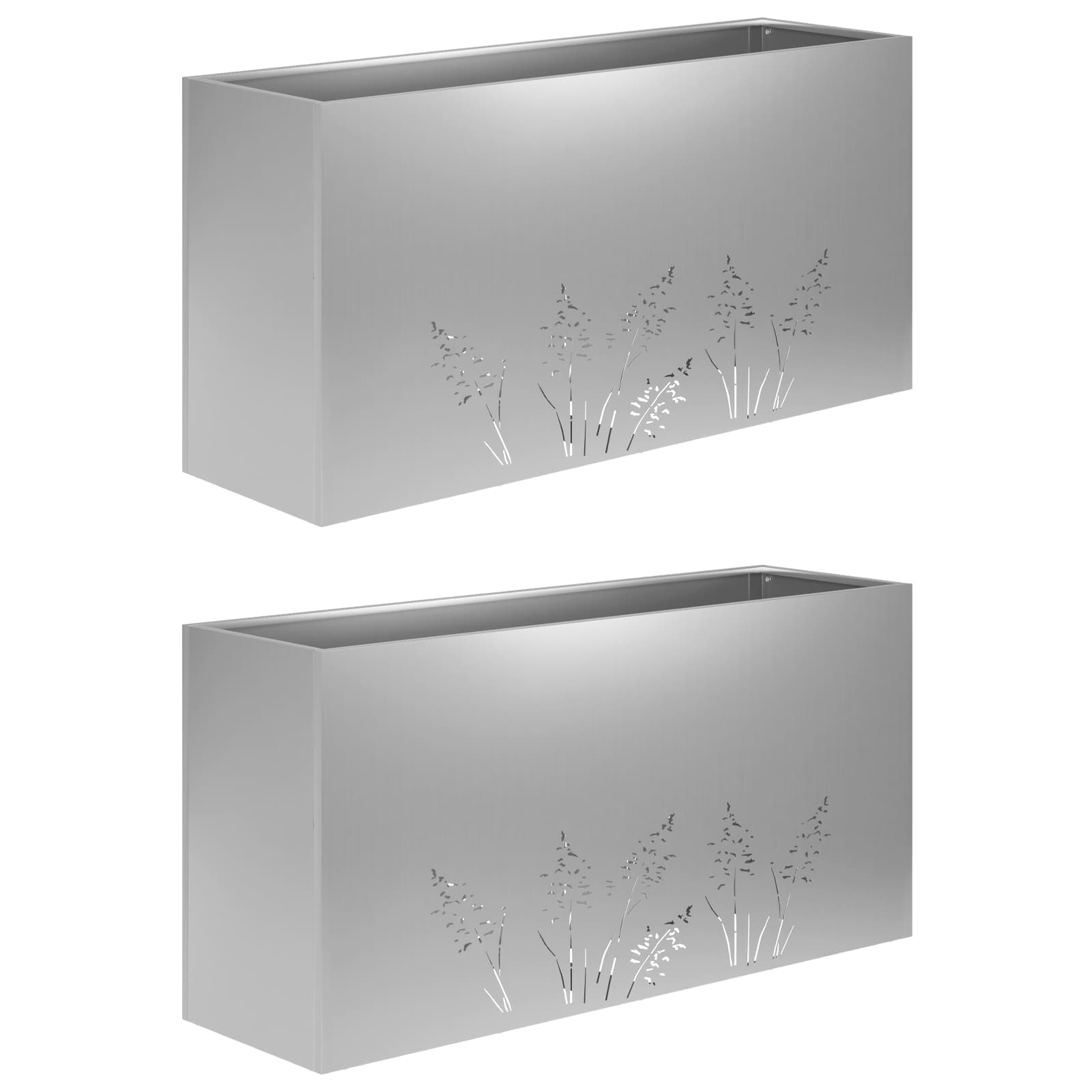 Plantenbak 2 st zilver 100 x 20 x 49 cm Gegalvaniseerd staal image 2