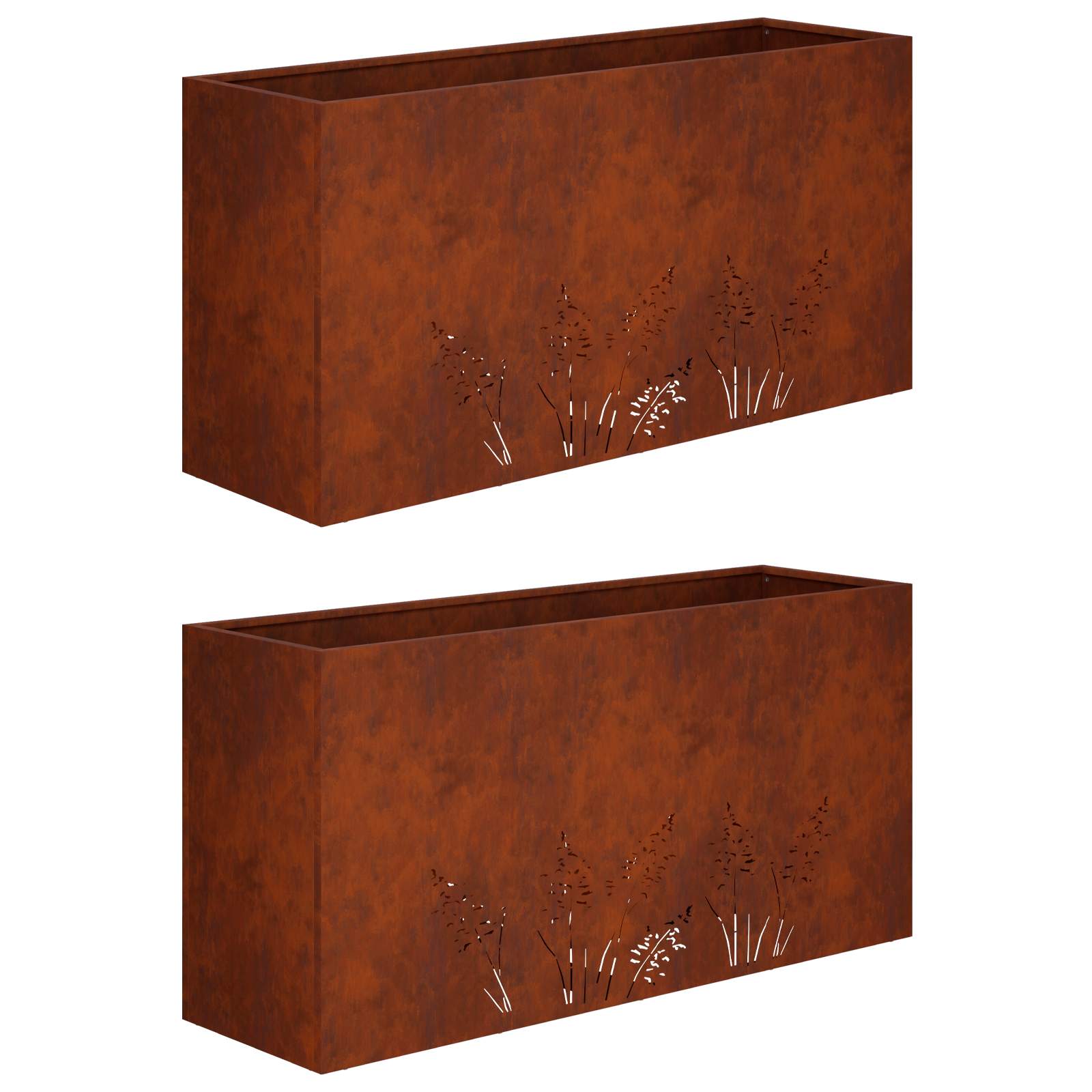Plantenbak 2 st Roestkleurig 100 x 20 x 49 cm weervast staal image 2