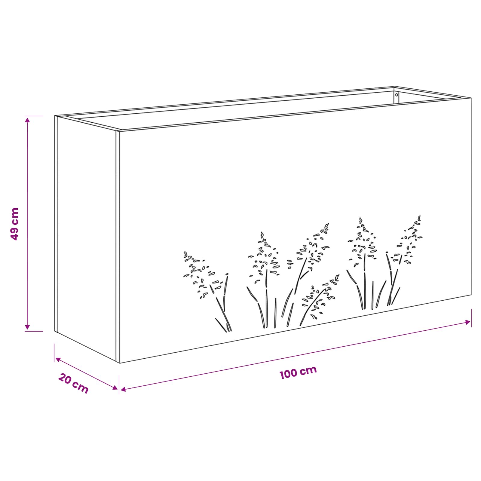 Plantenbak 2 st Roestkleurig 100 x 20 x 49 cm weervast staal image 13