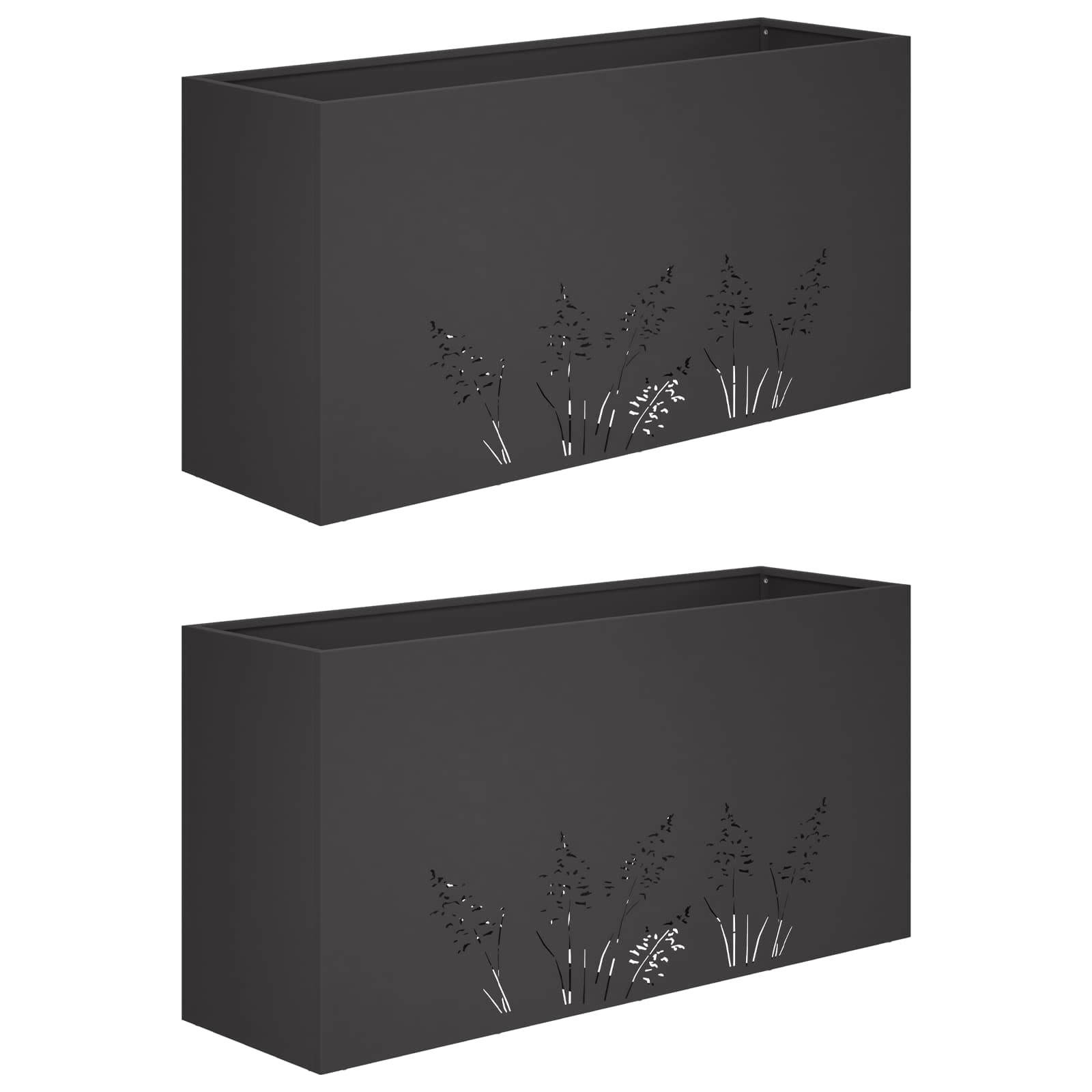 Plantenbak 2 st Zwart 100 x 30 x 49 cm Koudgewalst staal image 2