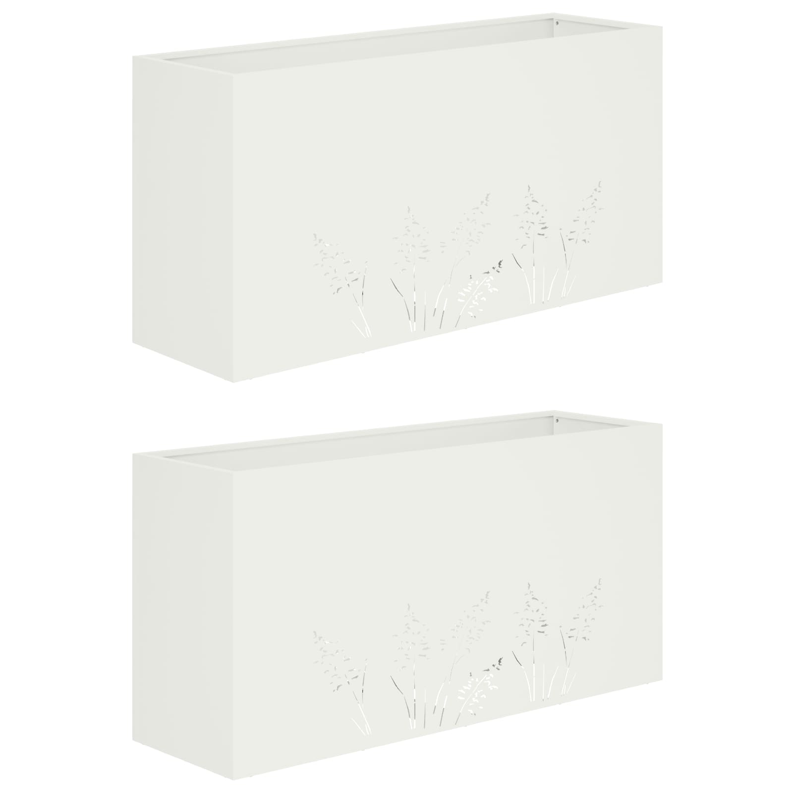 Plantenbak 2 st Wit 100 x 30 x 49 cm Koudgewalst staal image 2
