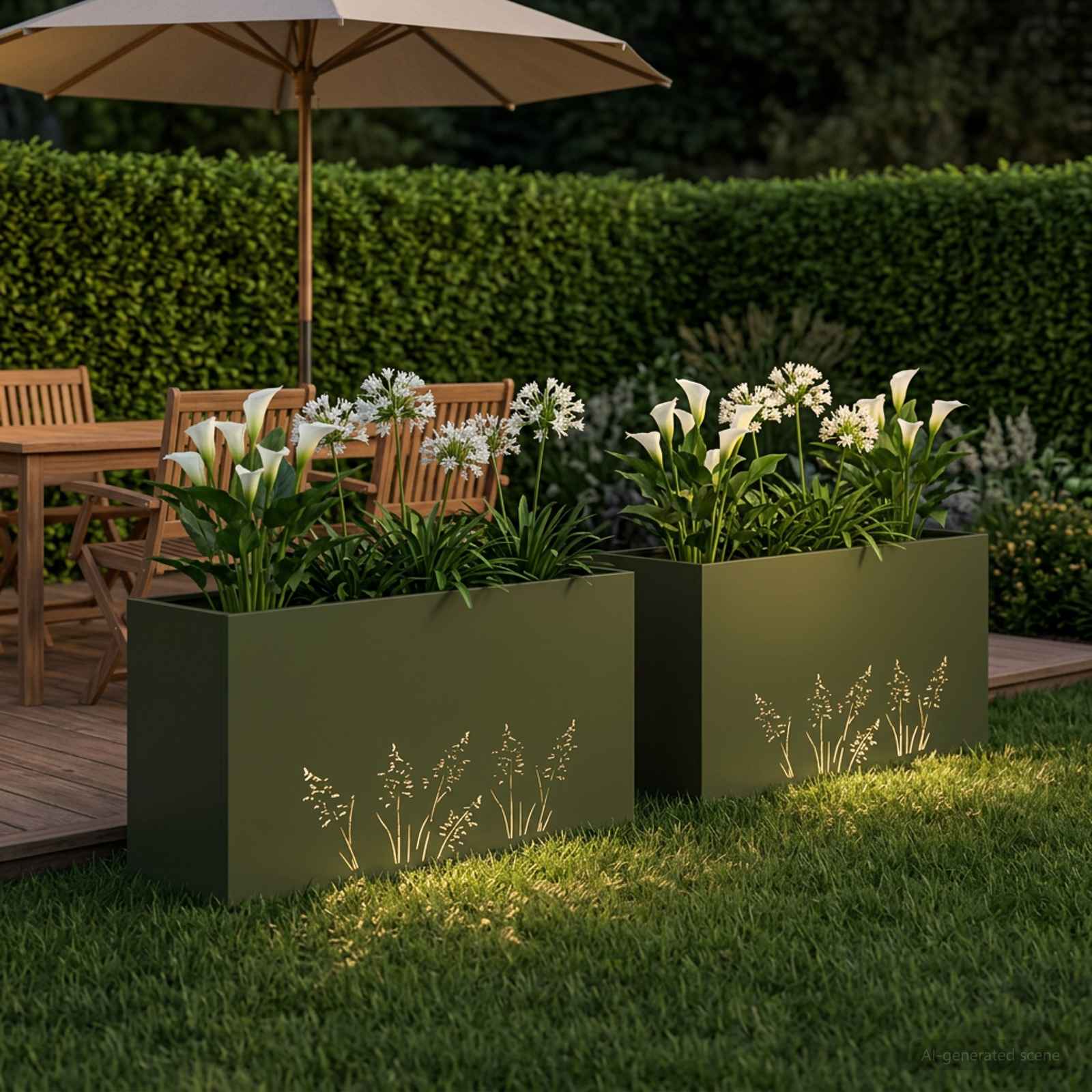 Plantenbak 2 st Olijfgroen 100 x 30 x 49 cm Koudgewalst staal image 3