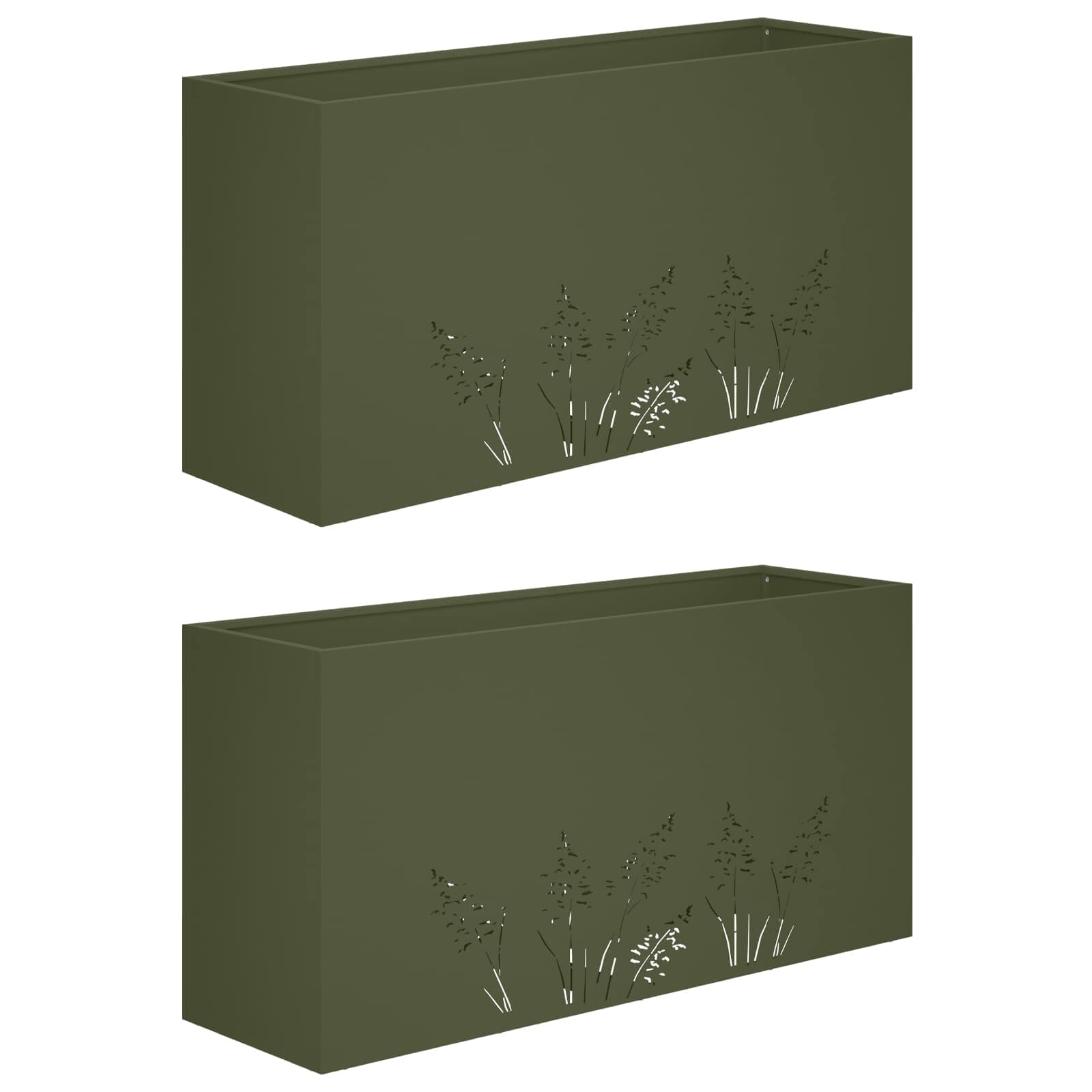 Plantenbak 2 st Olijfgroen 100 x 30 x 49 cm Koudgewalst staal image 2
