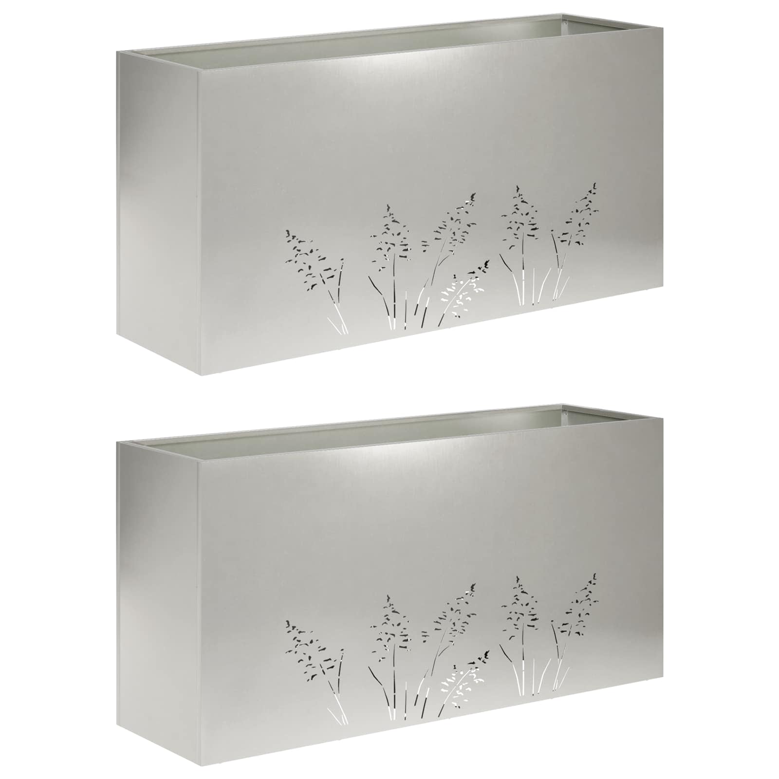 Plantenbak 2 st zilver 100 x 30 x 49 cm Roestvrij staal image 2