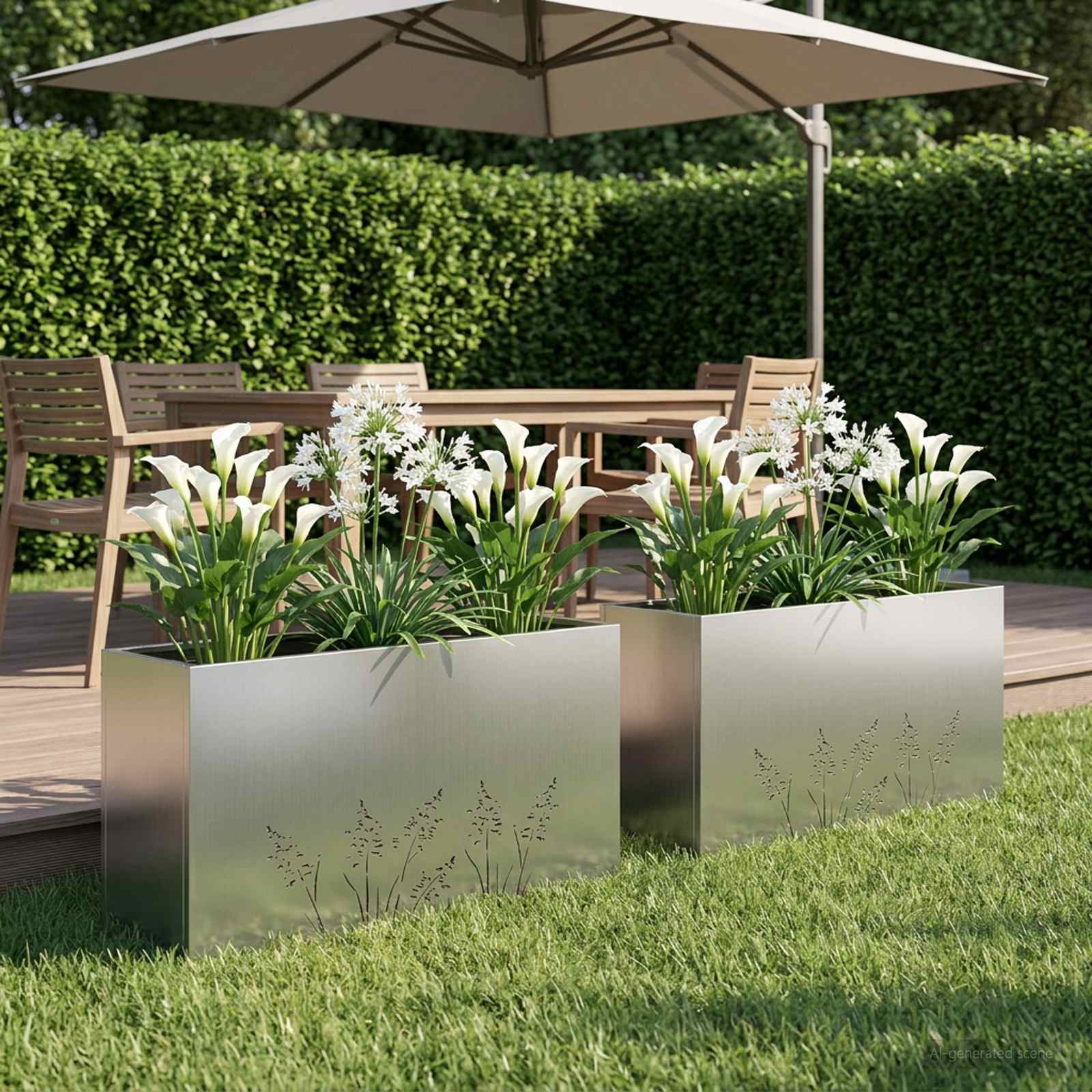 Plantenbak 2 st zilver 100 x 30 x 49 cm Gegalvaniseerd staal image 1