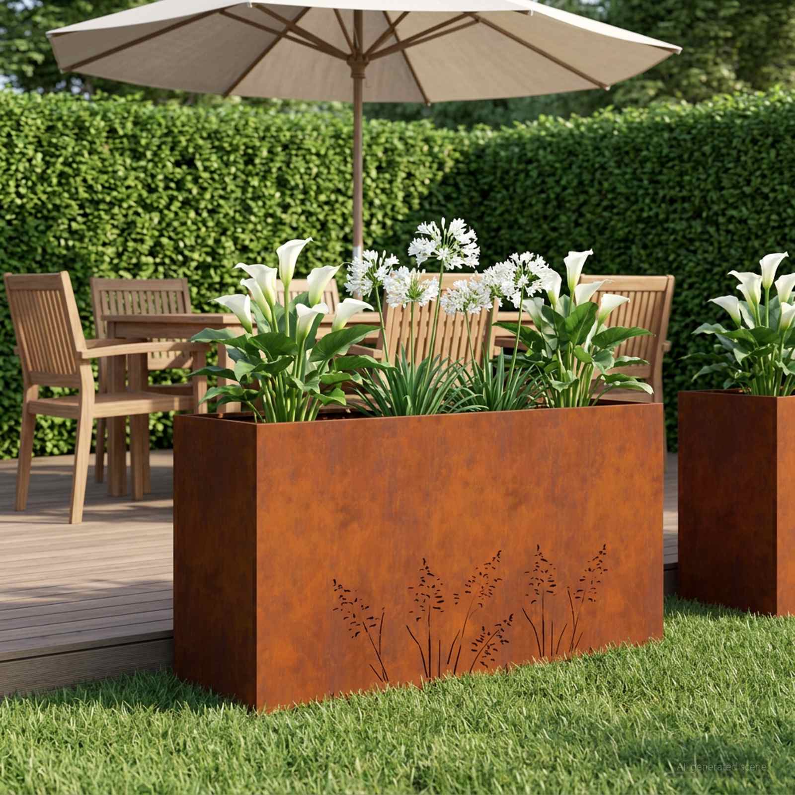 Plantenbak Roestkleurig 100 x 30 x 49 cm weervast staal image 1