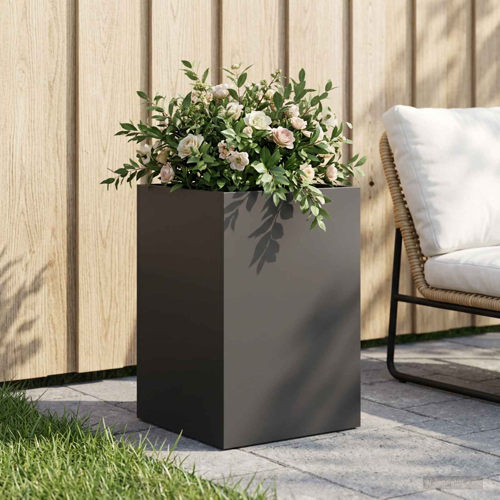 Plantenbak Zwart 40 x 40 x 60 cm Koudgewalst staal image 1