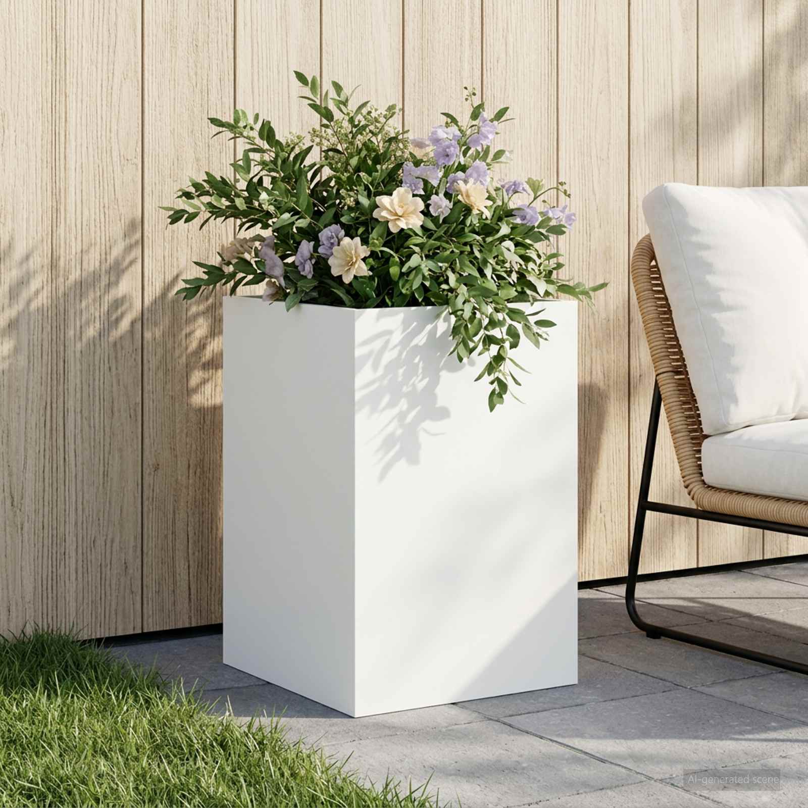 Plantenbak Wit 40 x 40 x 60 cm Koudgewalst staal image 1