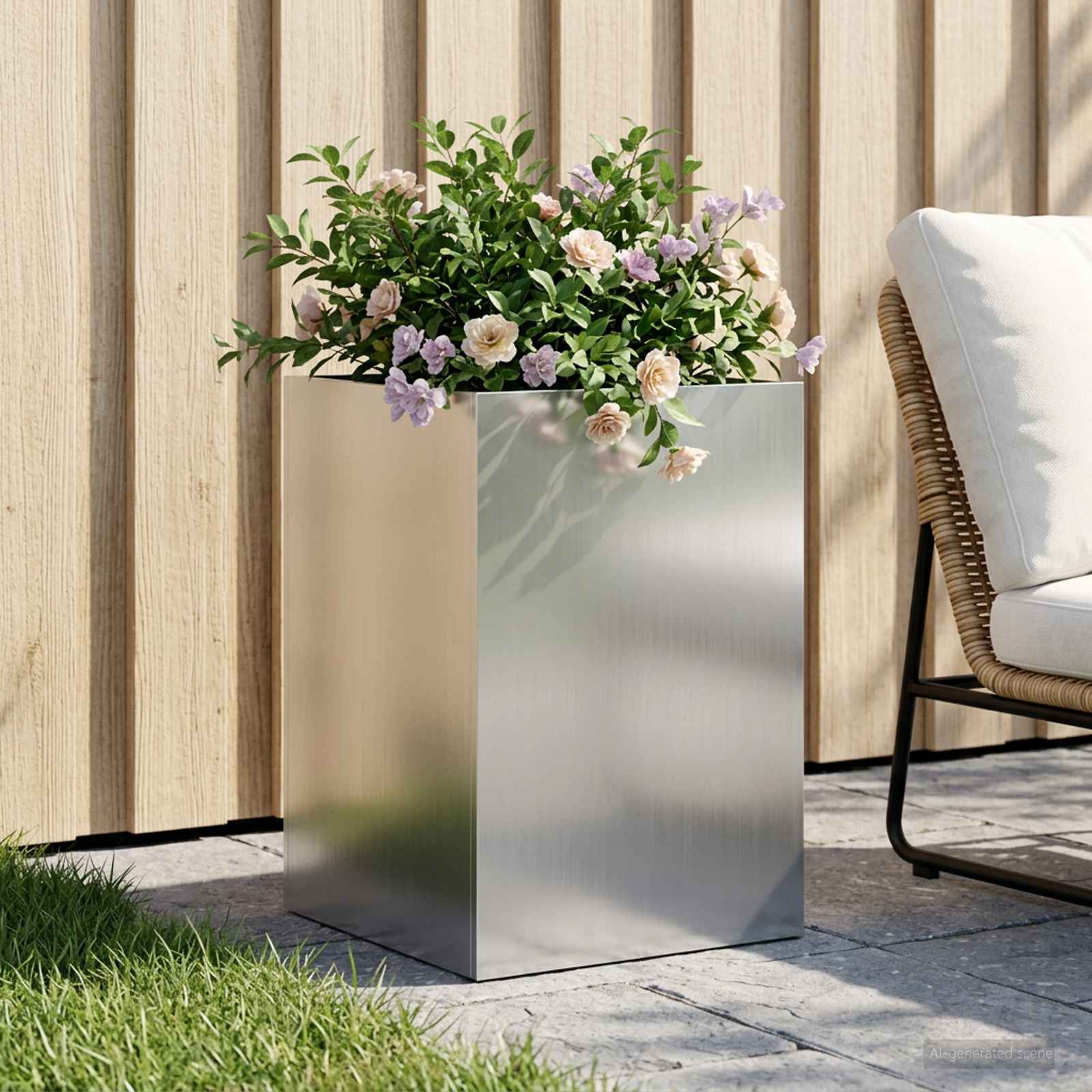 Plantenbak zilver 40 x 40 x 60 cm Gegalvaniseerd staal image 1