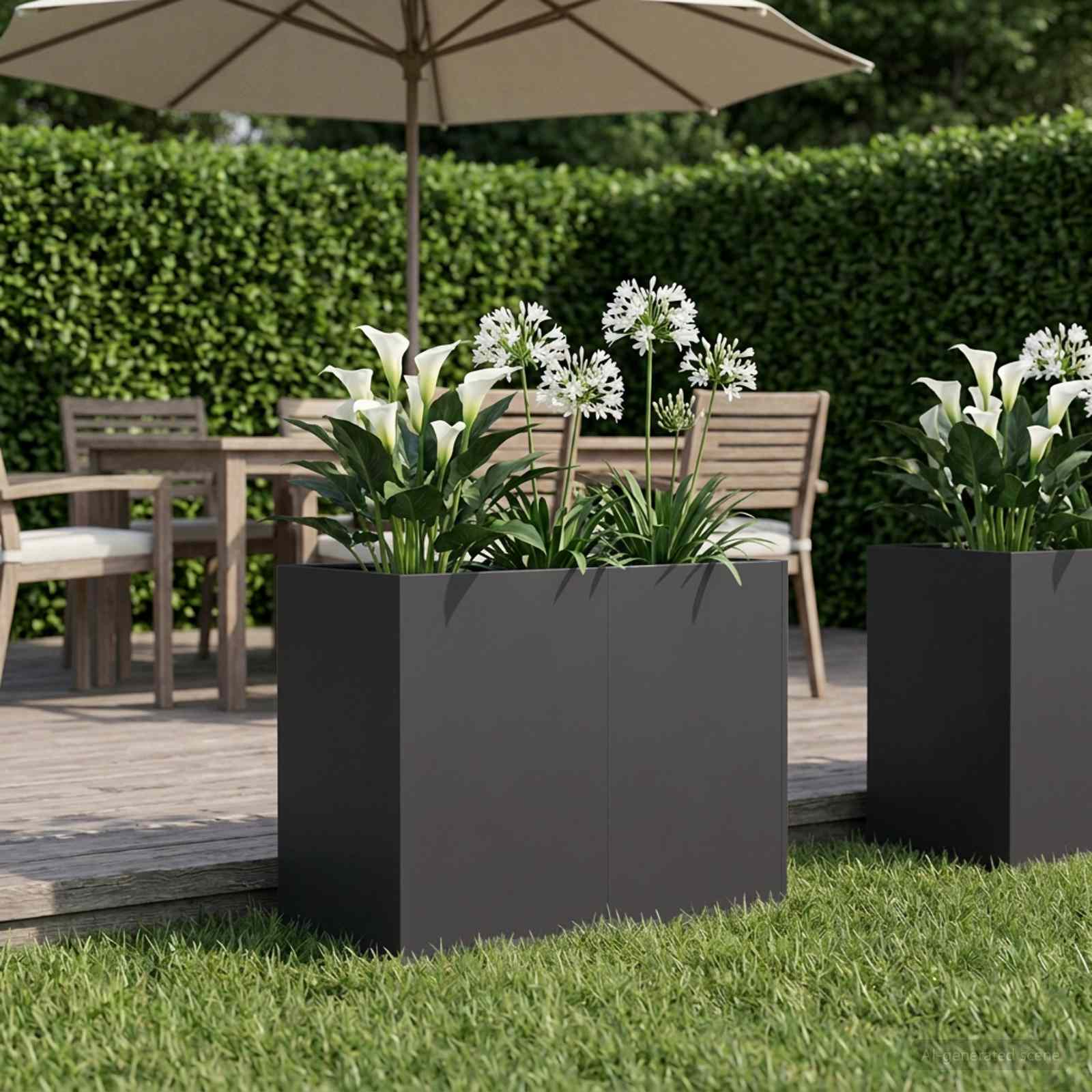 Plantenbak Zwart 80 x 40 x 60 cm Koudgewalst staal image 1