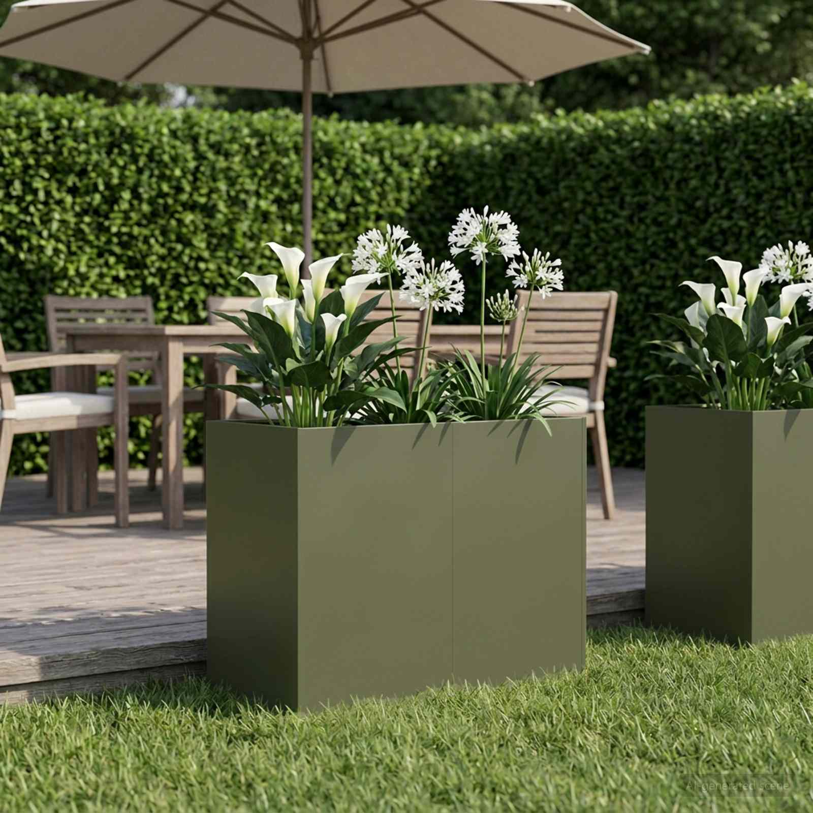 Plantenbak Olijfgroen 80 x 40 x 60 cm Koudgewalst staal image 1
