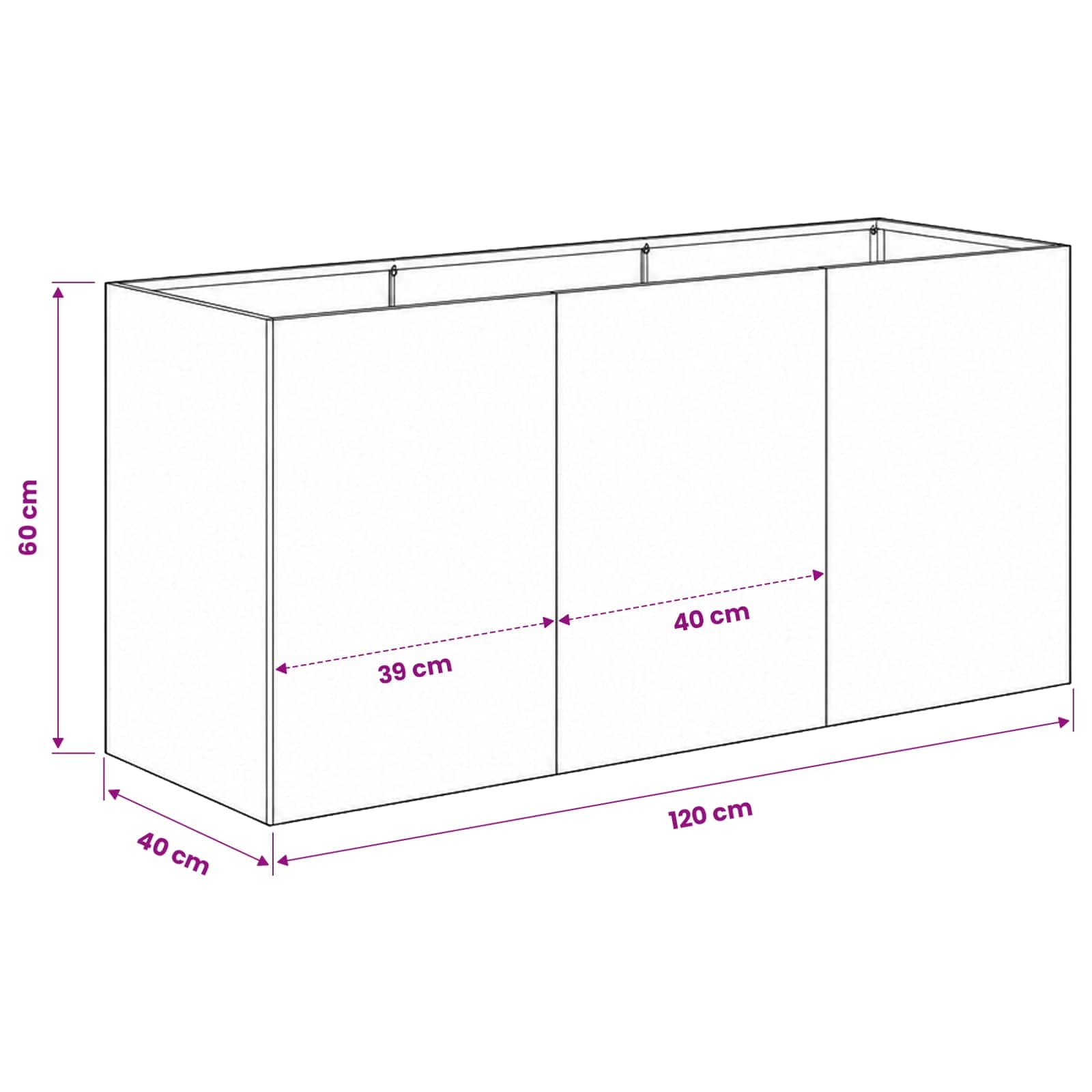 Plantenbak Antraciet 120 x 40 x 60 cm Koudgewalst staal image 7