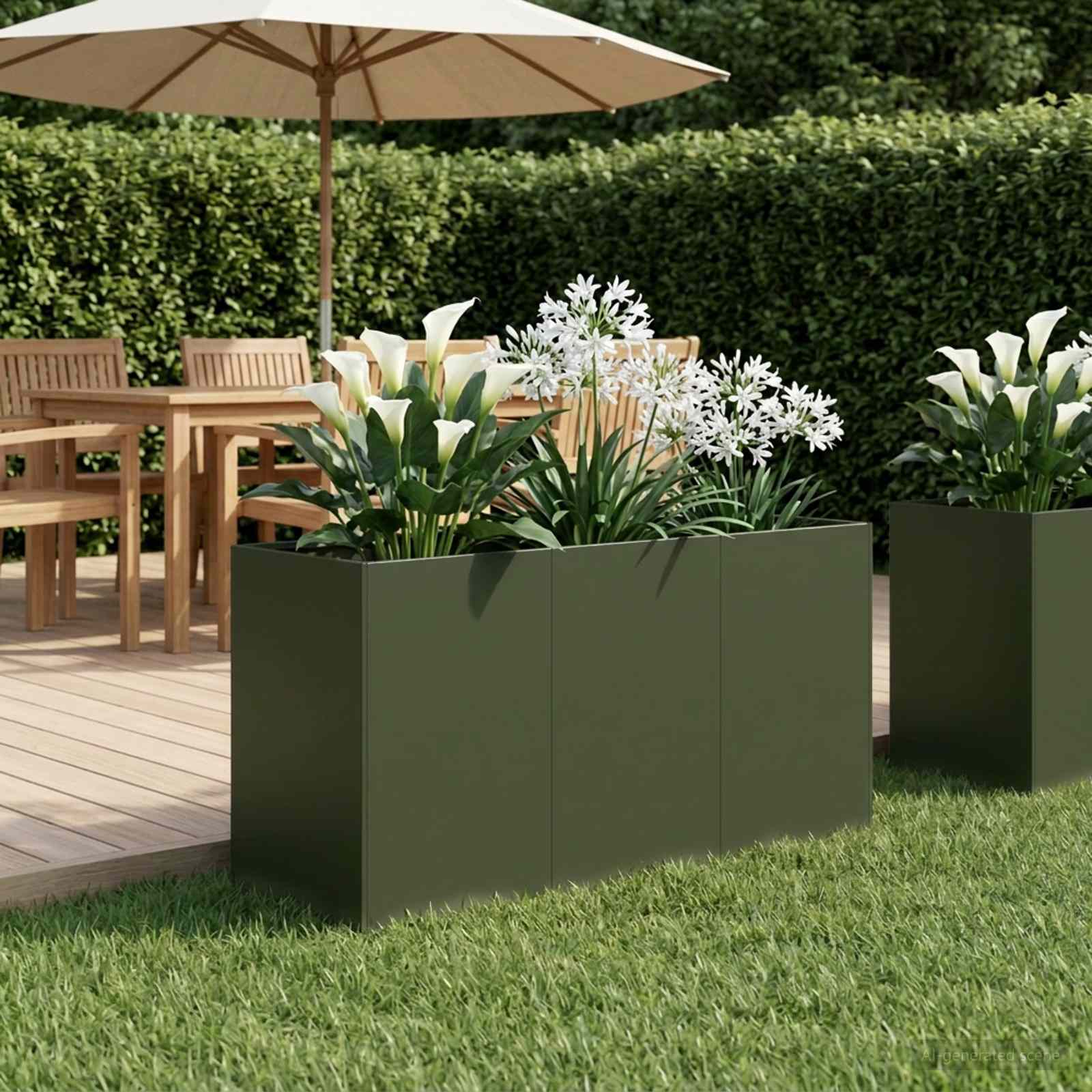 Plantenbak Olijfgroen 120 x 40 x 60 cm Koudgewalst staal image 1