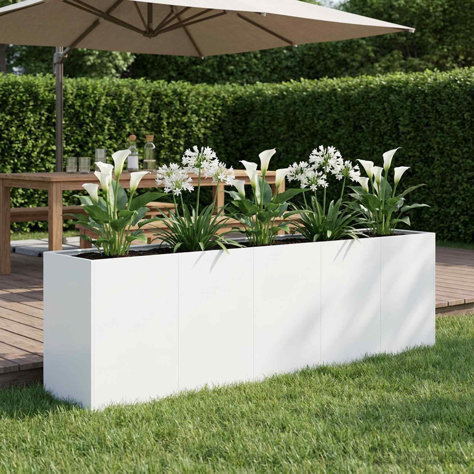 Plantenbak Wit 200 x 40 x 60 cm Koudgewalst staal image 1
