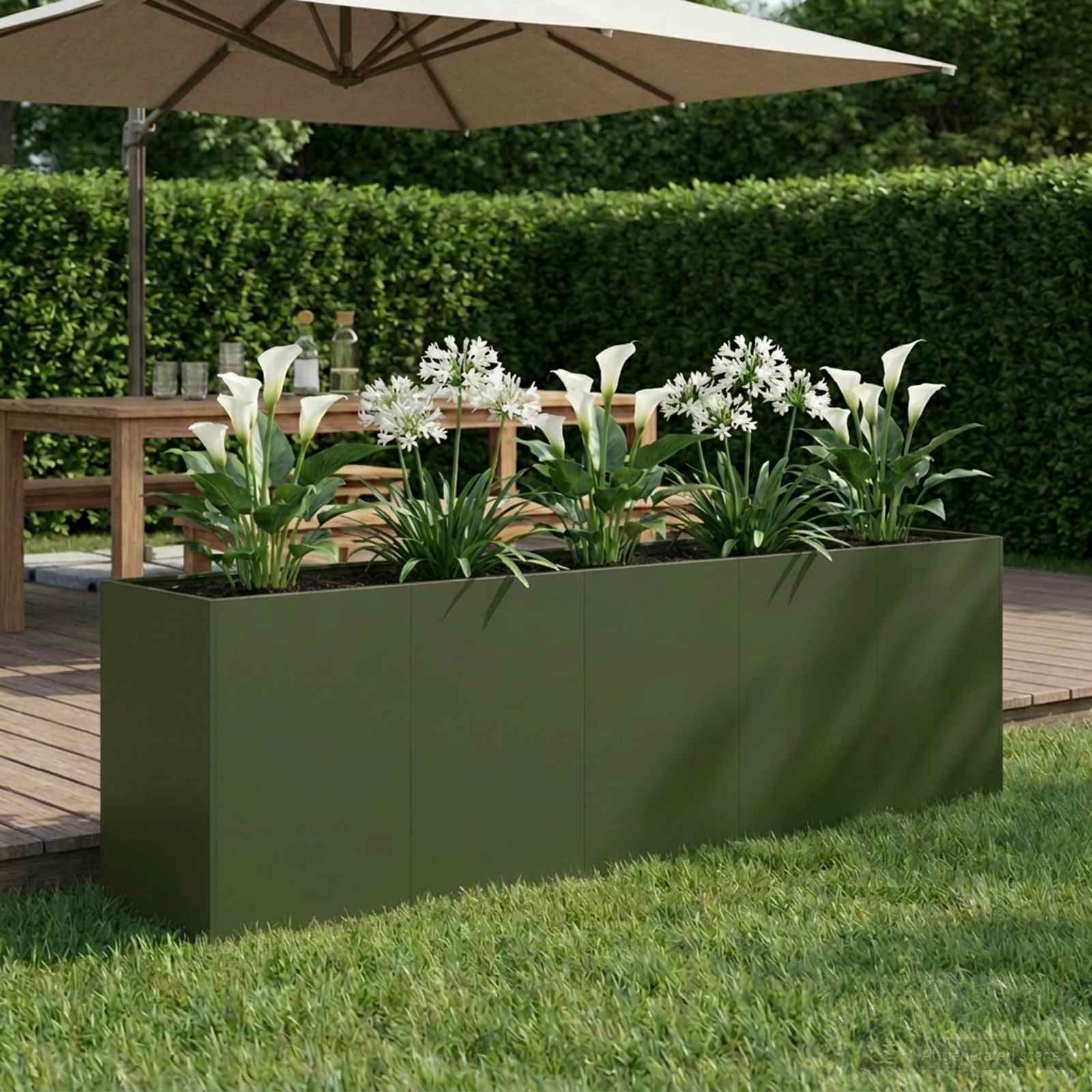 Plantenbak Olijfgroen 200 x 40 x 60 cm Koudgewalst staal image 1