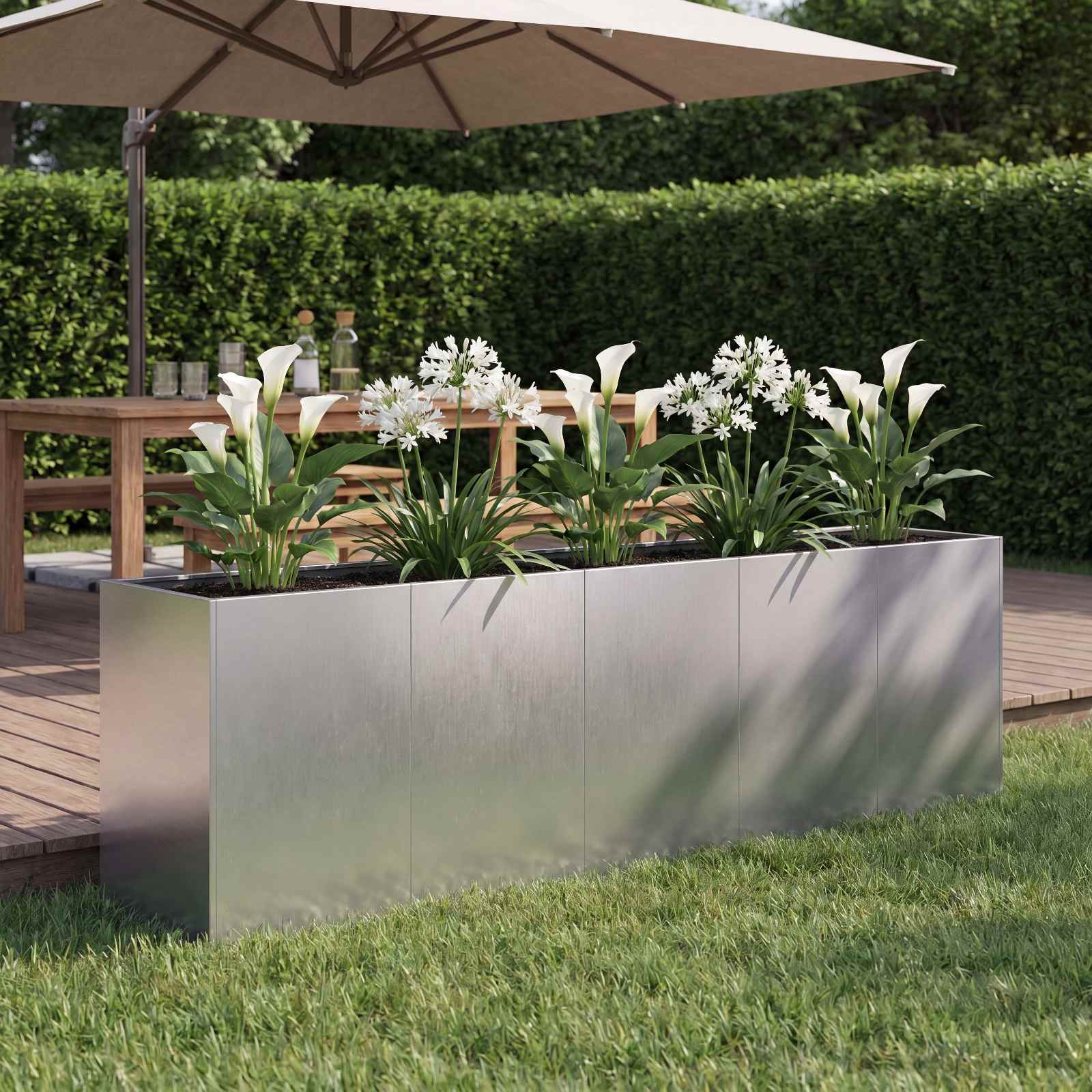 Plantenbak zilver 200 x 40 x 60 cm Roestvrij staal image 1