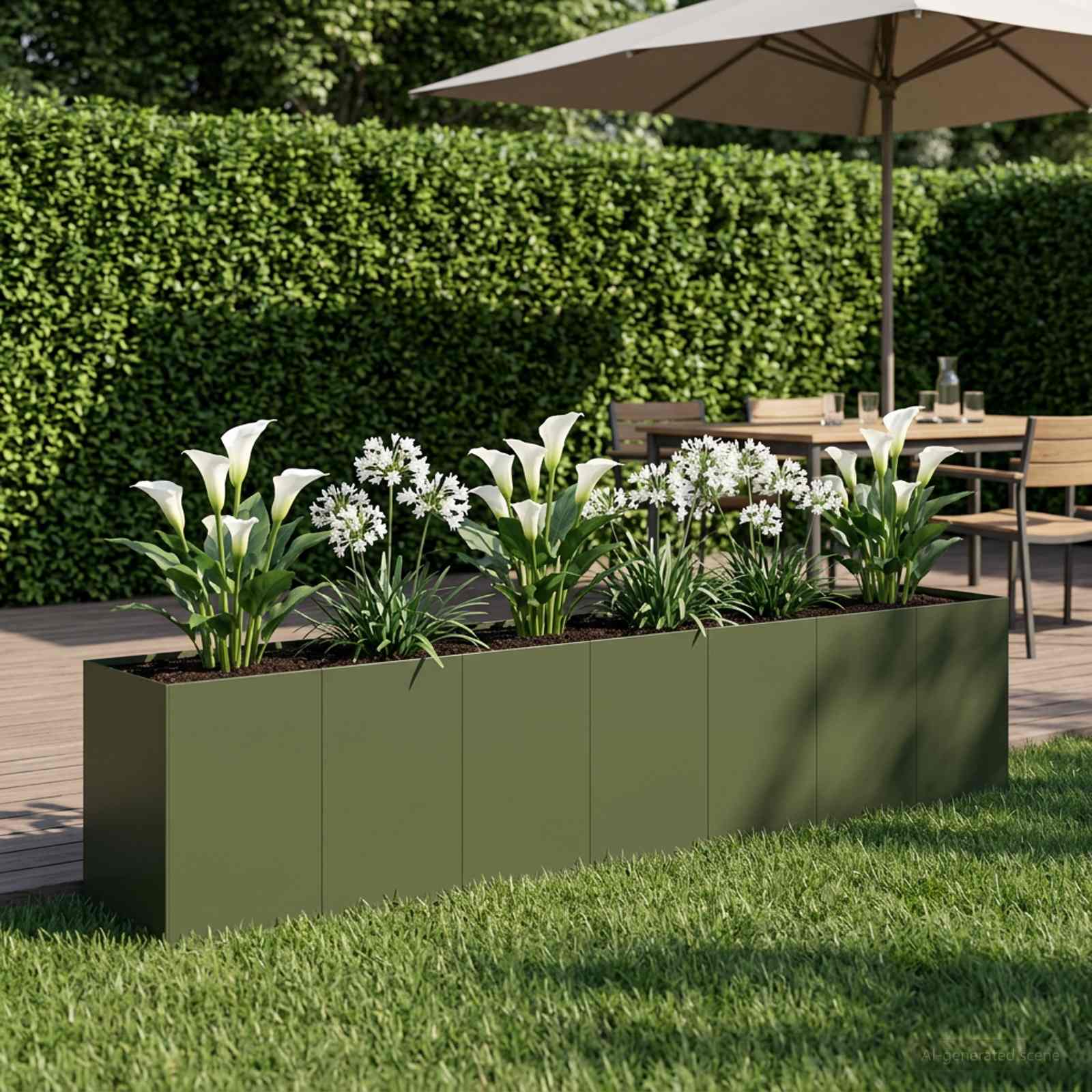Plantenbak Olijfgroen 280 x 40 x 60 cm Koudgewalst staal image 1