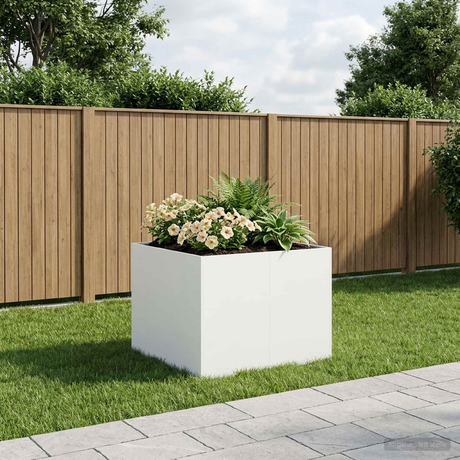 Plantenbak Wit 80 x 80 x 60 cm Koudgewalst staal image 1
