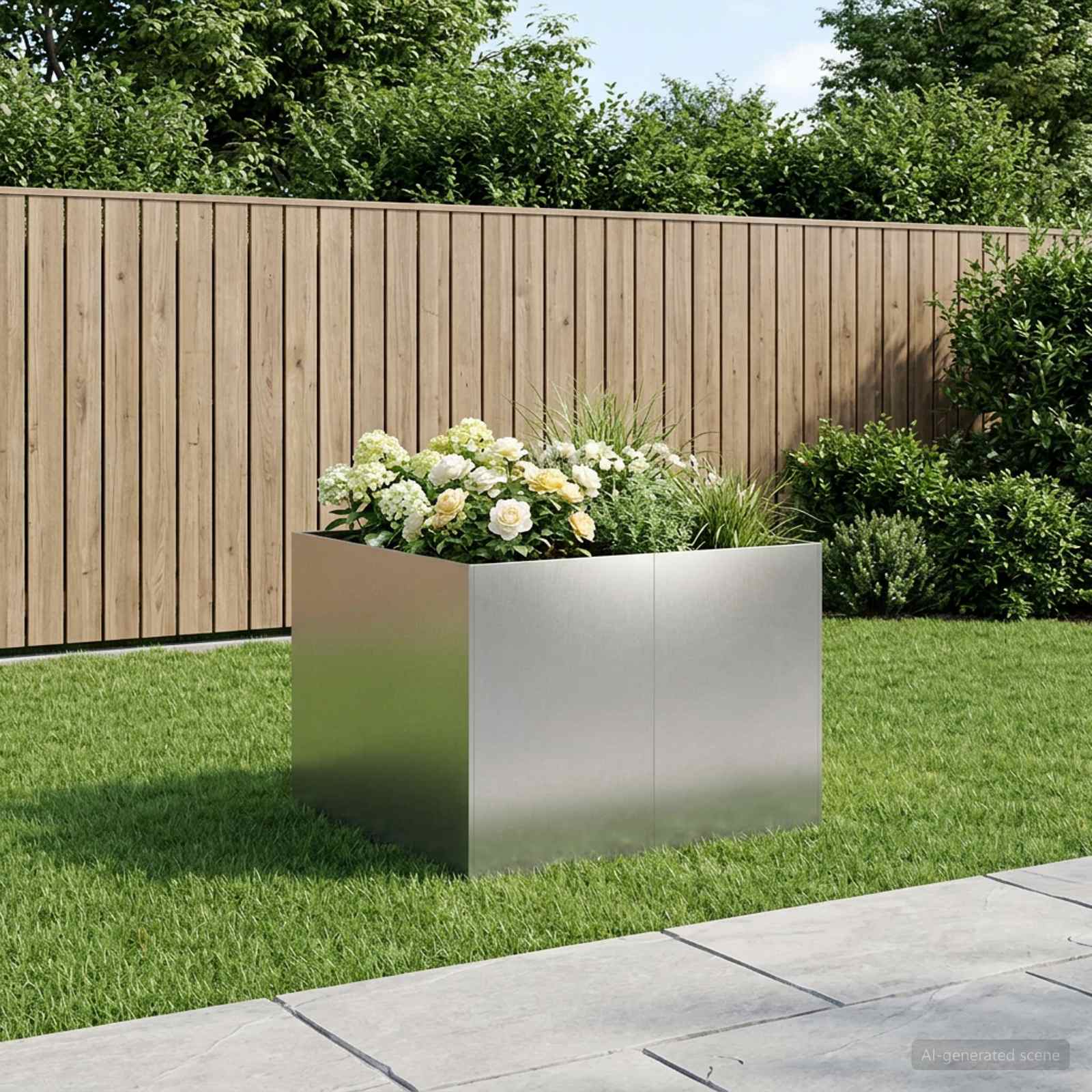 Plantenbak zilver 80 x 80 x 60 cm Roestvrij staal image 1