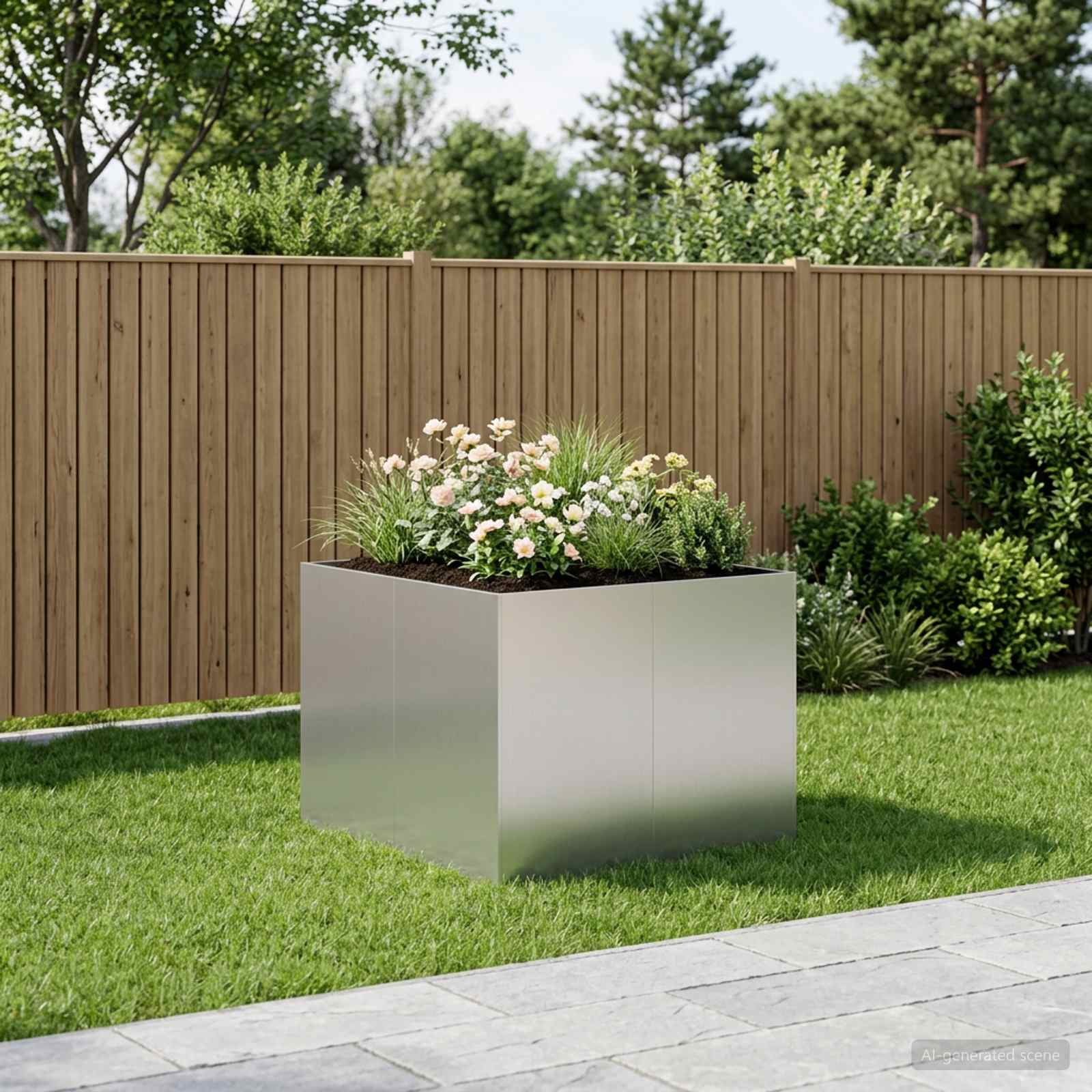 Plantenbak zilver 80 x 80 x 60 cm Gegalvaniseerd staal image 1