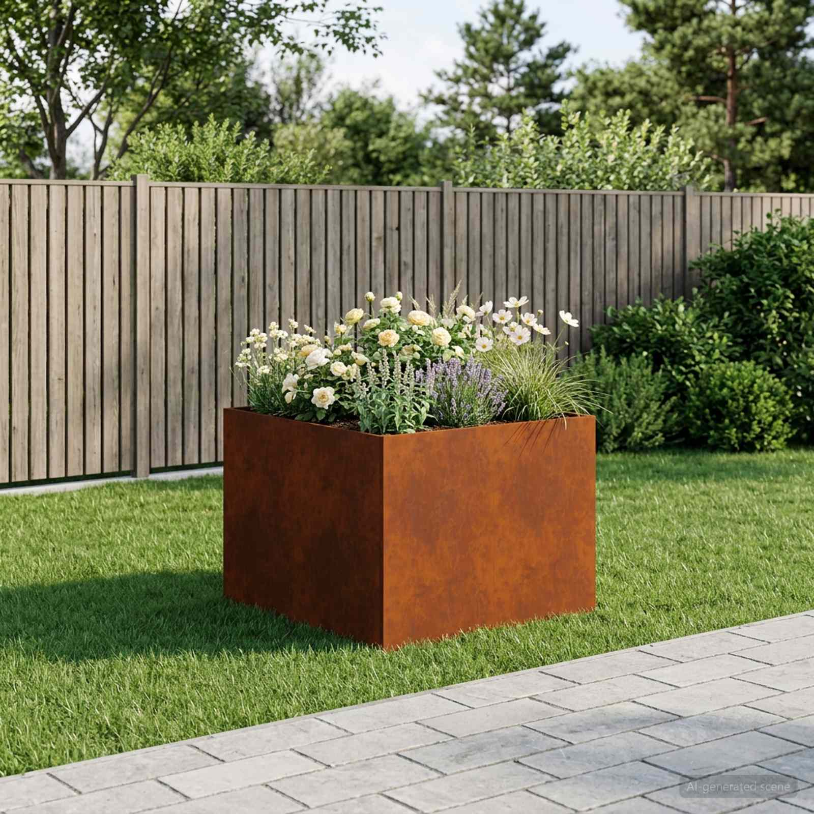 Plantenbak Roestkleurig 80 x 80 x 60 cm weervast staal image 1
