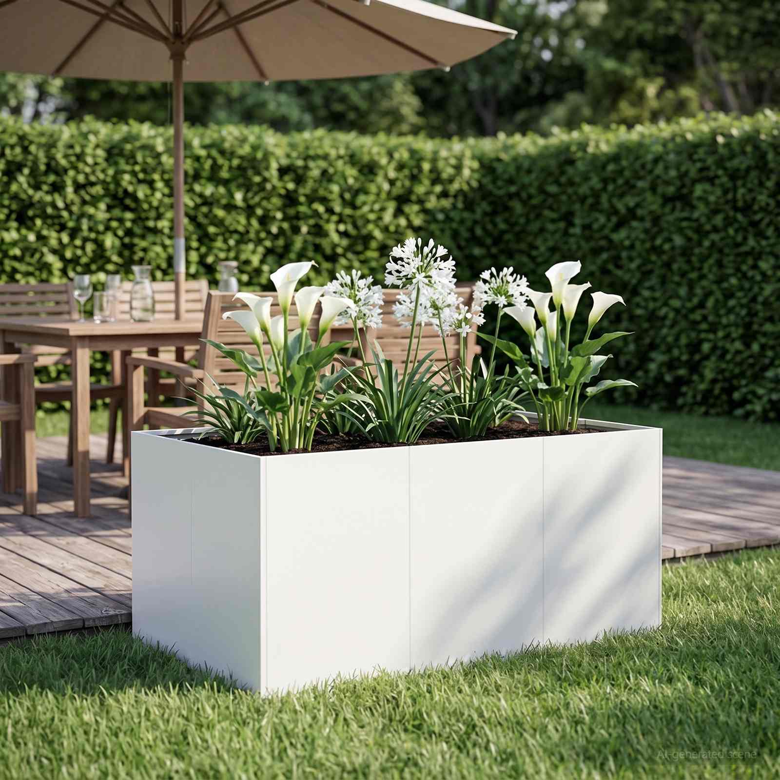 Plantenbak Wit 120 x 80 x 60 cm Koudgewalst staal image 1