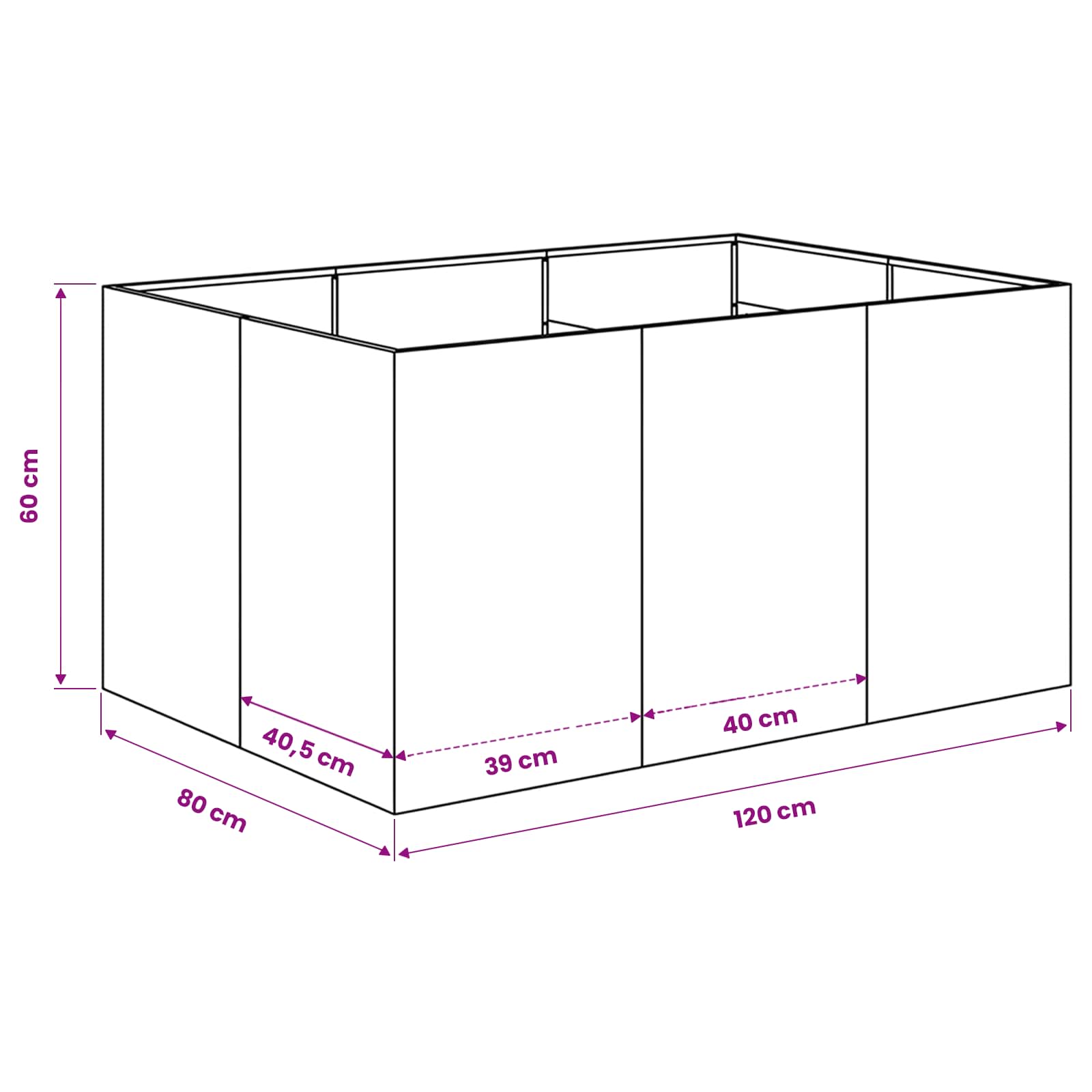 Plantenbak Wit 120 x 80 x 60 cm Koudgewalst staal image 7