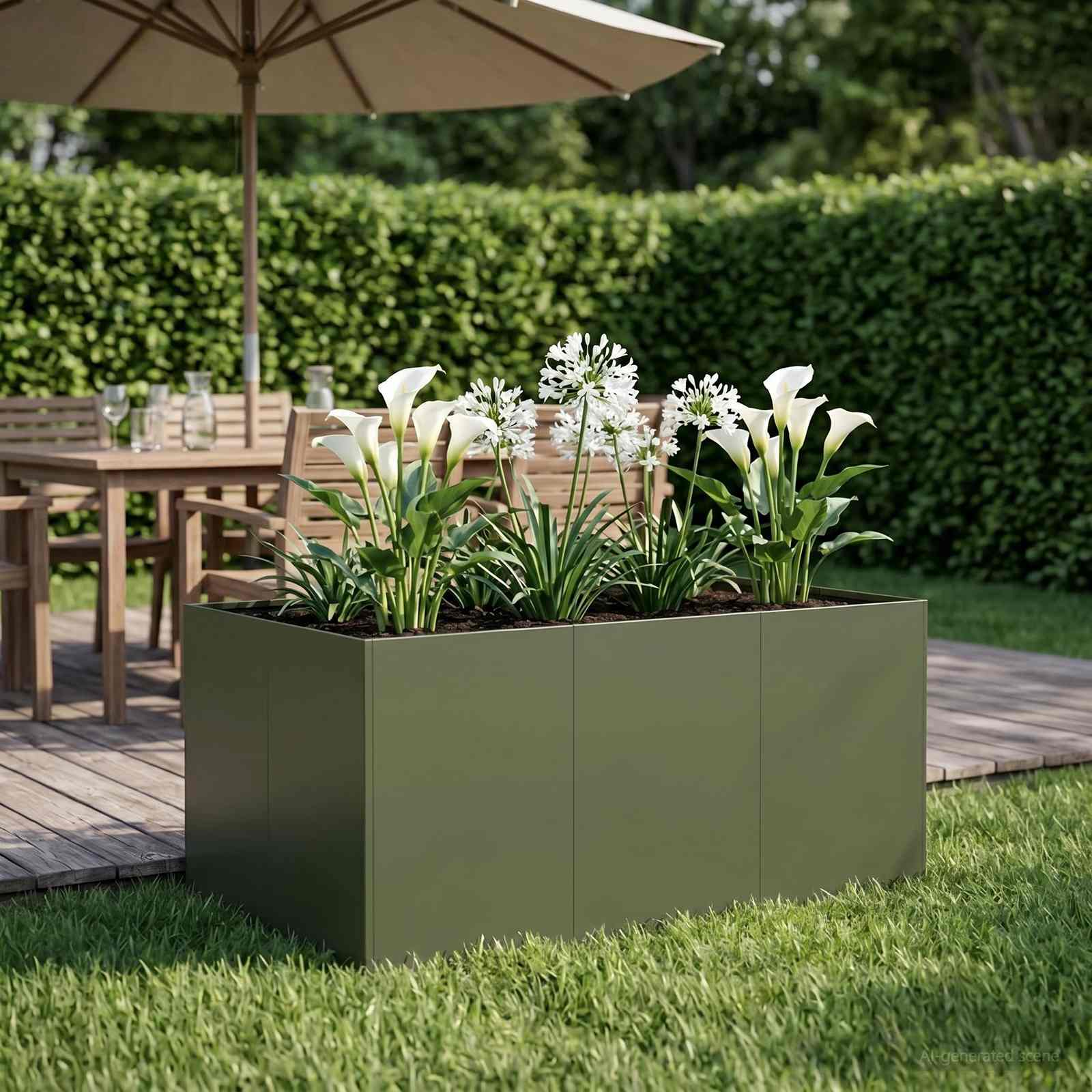 Plantenbak Olijfgroen 120 x 80 x 60 cm Koudgewalst staal image 1