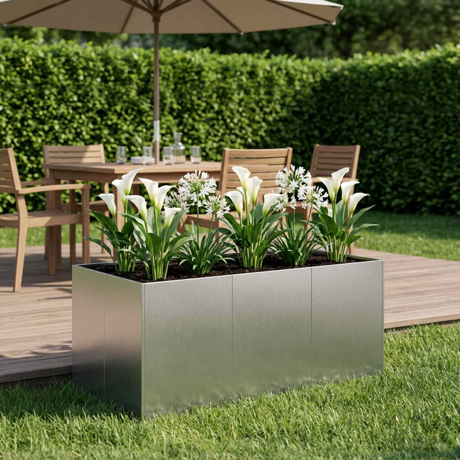 Plantenbak zilver 120 x 80 x 60 cm Roestvrij staal image 1