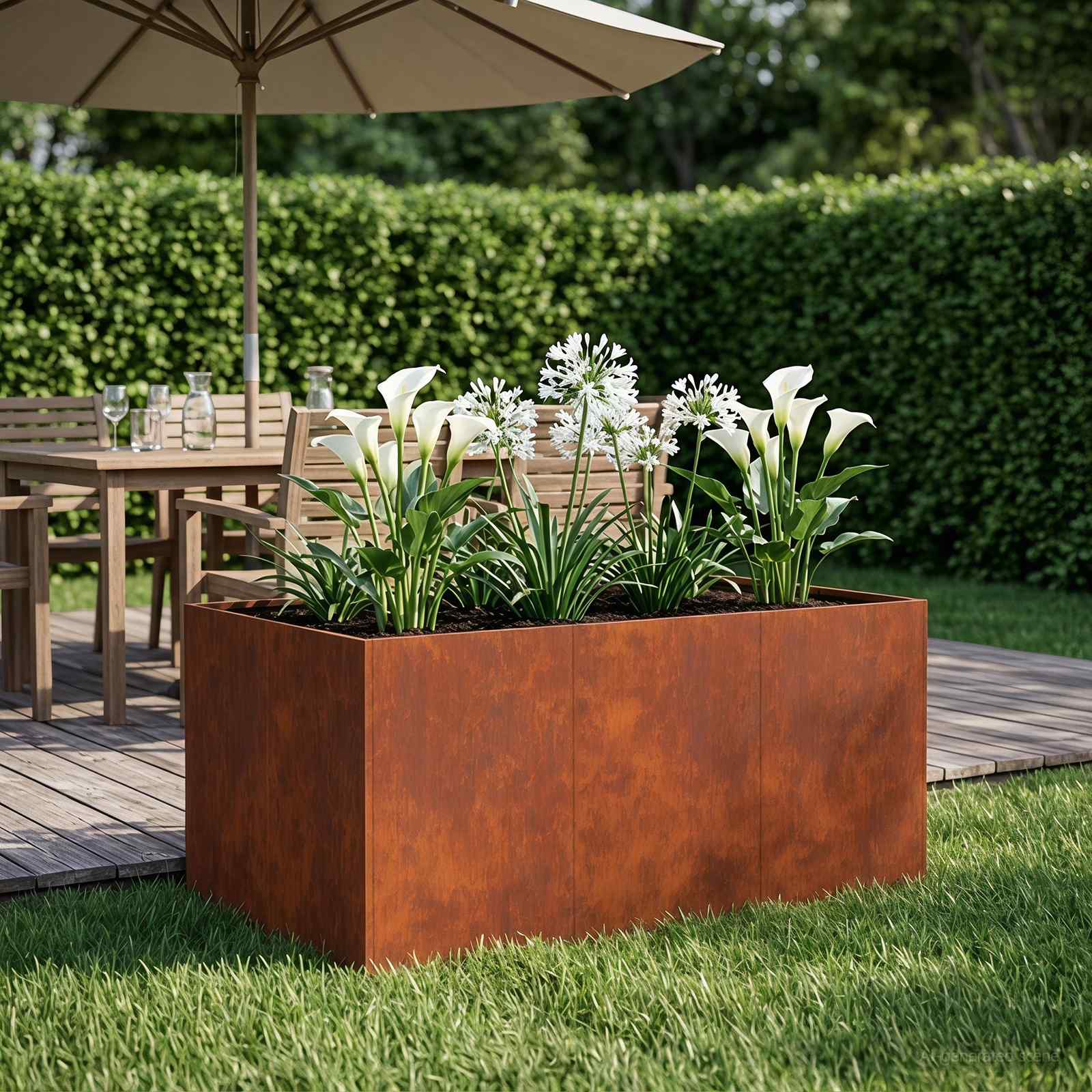 Plantenbak Roestkleurig 120 x 80 x 60 cm weervast staal image 1