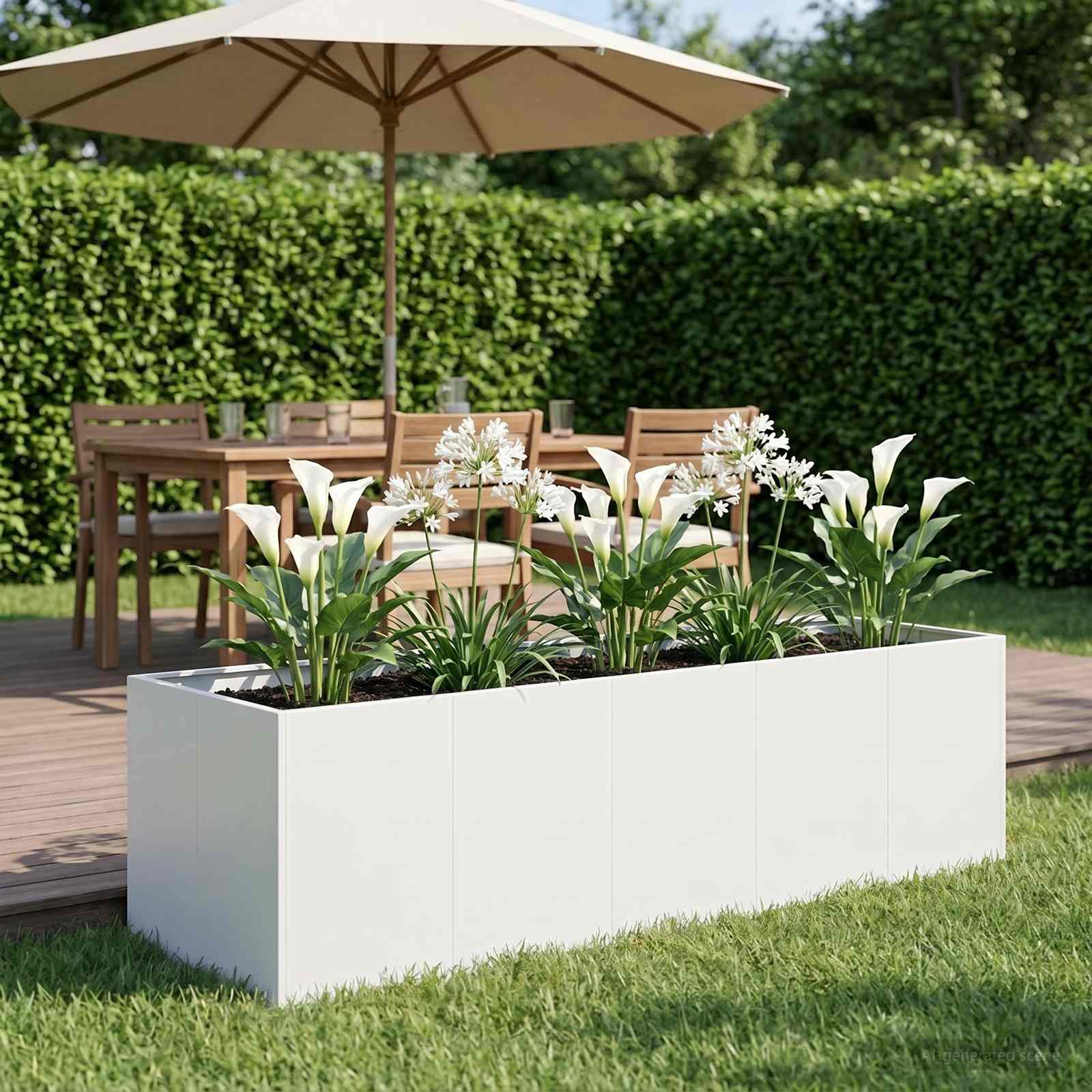 Plantenbak Wit 200 x 80 x 60 cm Koudgewalst staal image 1