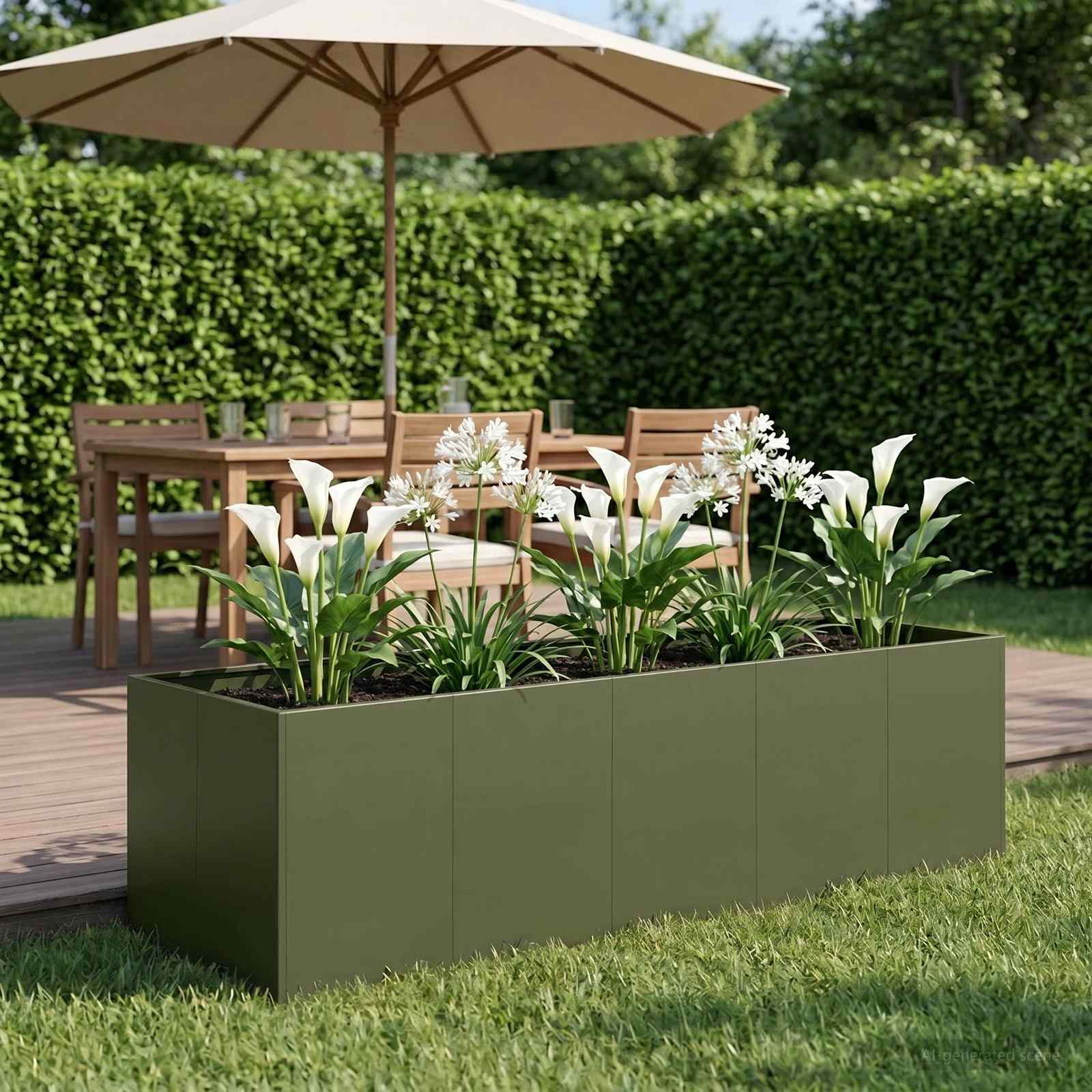 Plantenbak Olijfgroen 200 x 80 x 60 cm Koudgewalst staal image 1