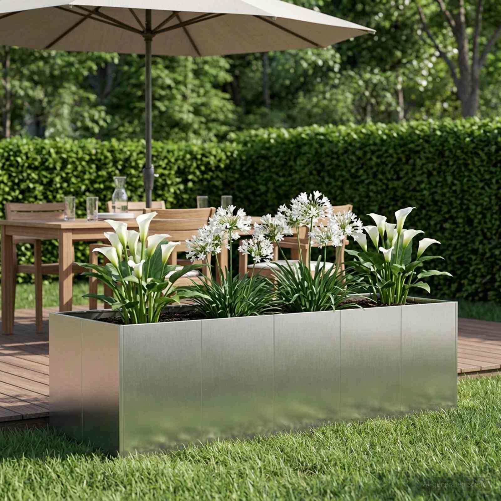 Plantenbak zilver 200 x 80 x 60 cm Roestvrij staal image 1