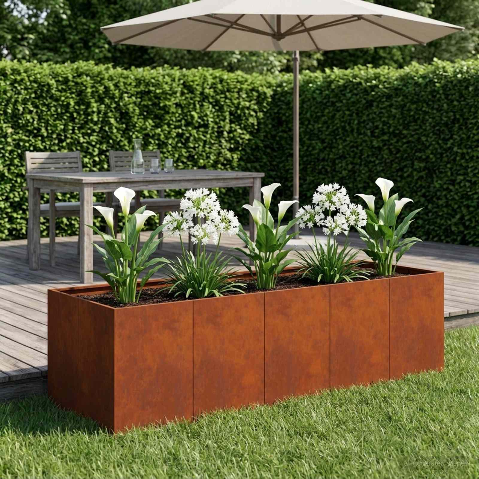 Plantenbak Roestkleurig 200 x 80 x 60 cm weervast staal image 1