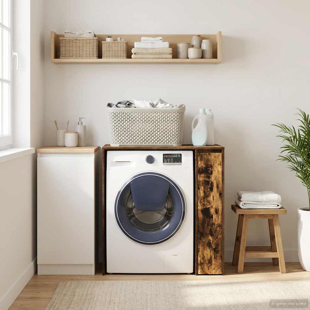 Ντουλάπα Πλυντηρίου με αποθήκευση Καπνιστό Δρύς 87 x 60 x 89 εκ - Image 4