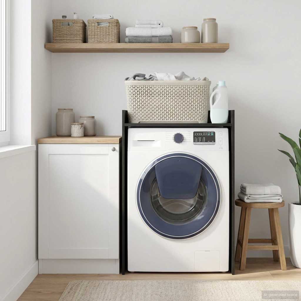 Ντουλάπα Πλυντηρίου με αποθήκευση Μαύρη Οξυά 67,5 x 48 x 97 εκ