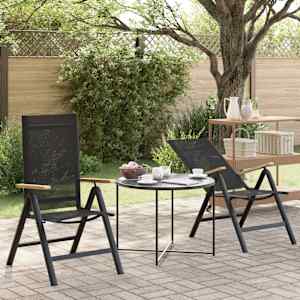 Ležeči vrtni stoli 2 pcs Črna 58 x 73 x 111,5 cm Tekstil