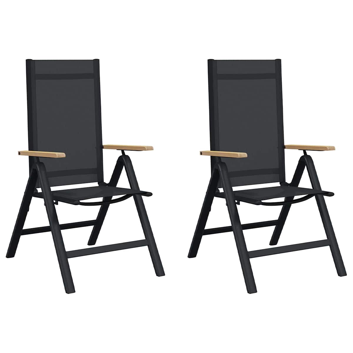 Lænestole til haven 2 stk. Sort Textilene - Billede 2