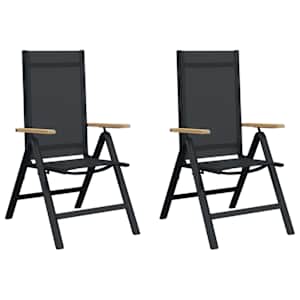 vidaXL Lamavad aialtoolid 2 tk Must Tekstileen