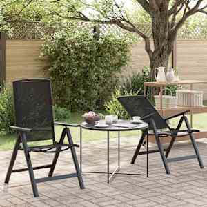 Ležeči vrtni stoli 2 pcs Črna 58 x 71 x 112 cm Tekstil