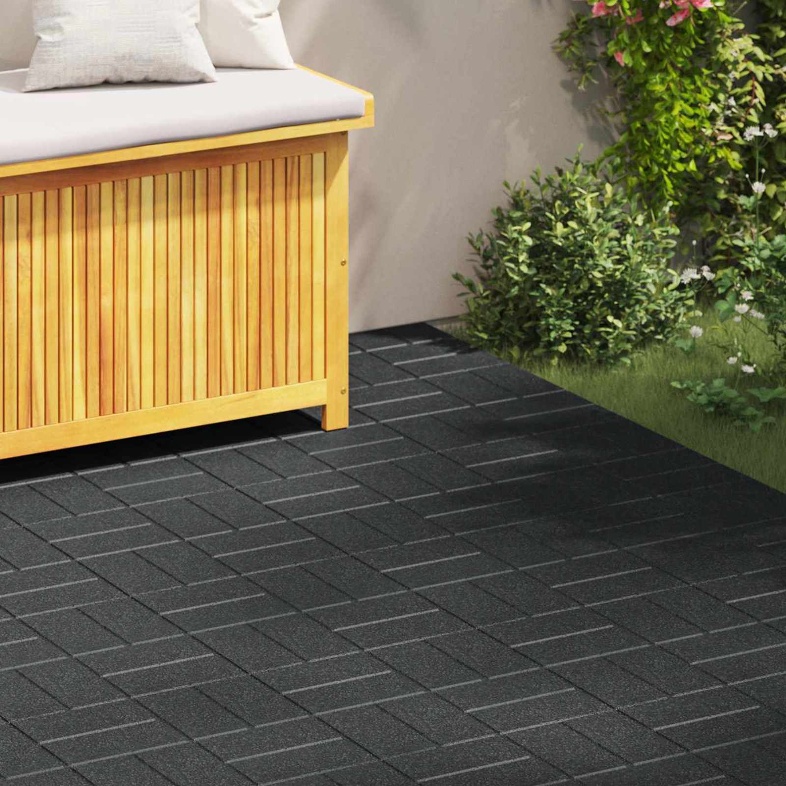 vidaXL Gehwegstein 6 pcs Schwarz 40,5 x 40,5 x 2 cm Gummi