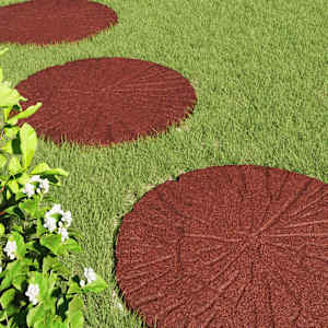 Stepping Stone 6 pcs Červená Ø 45 x 1,8 cm Guma - obrázek 3