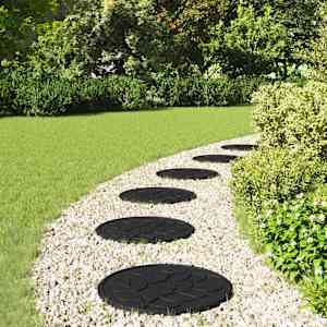 Stepping Stone 6 pcs Černý Ø 44 x 2 cm Guma - obrázek 1