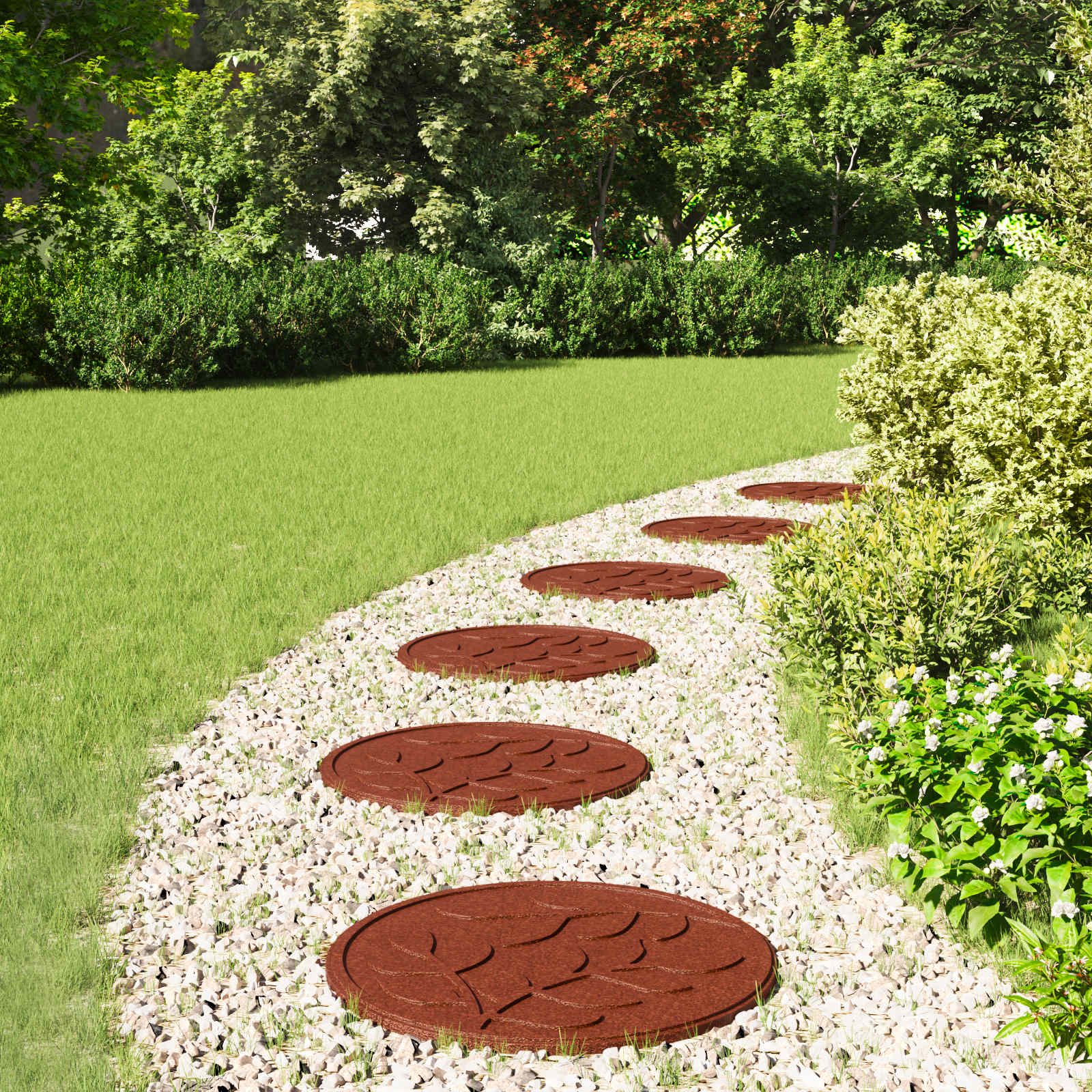 vidaXL Gehwegstein 6 pcs Rot Ø 44 x 2 cm Gummi